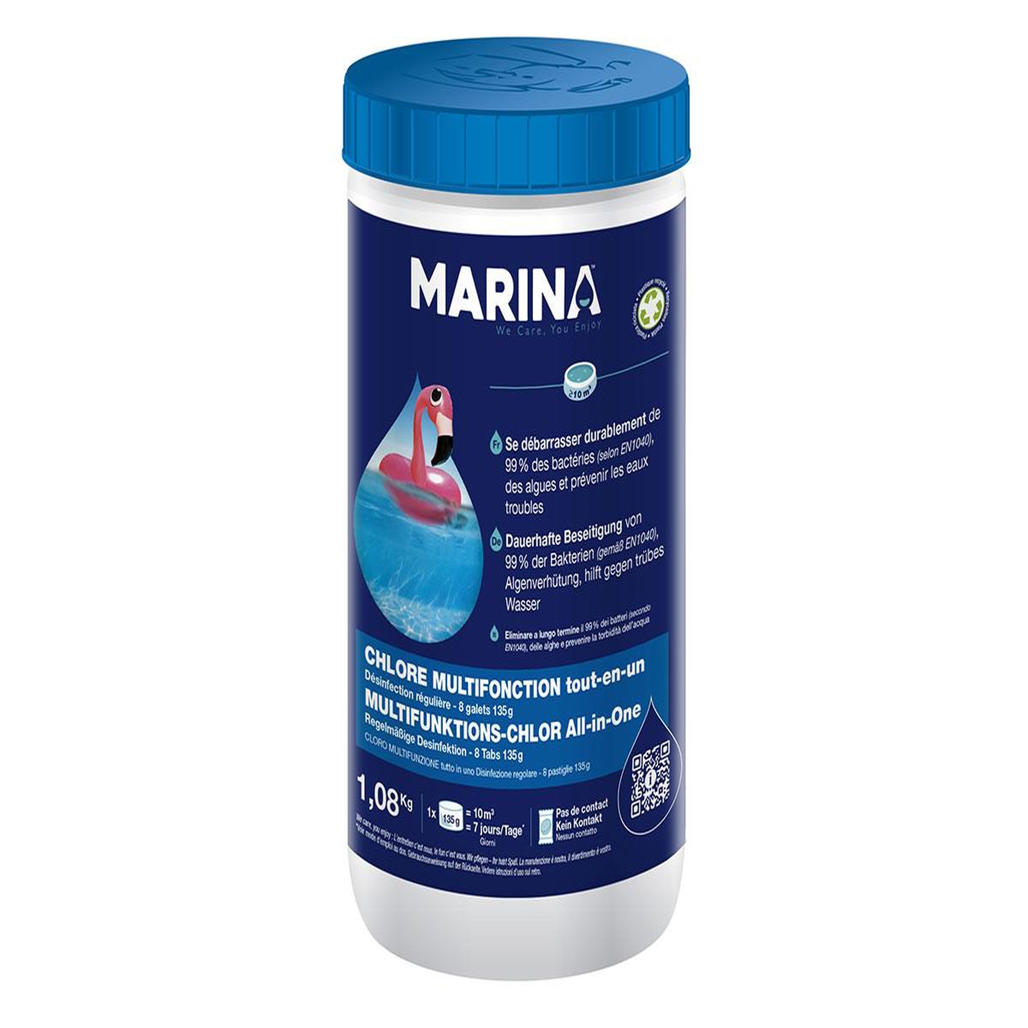MARINA Chlore multifonction galets pour piscine jusqu'à 15 m³ 1,08 kg - Marina