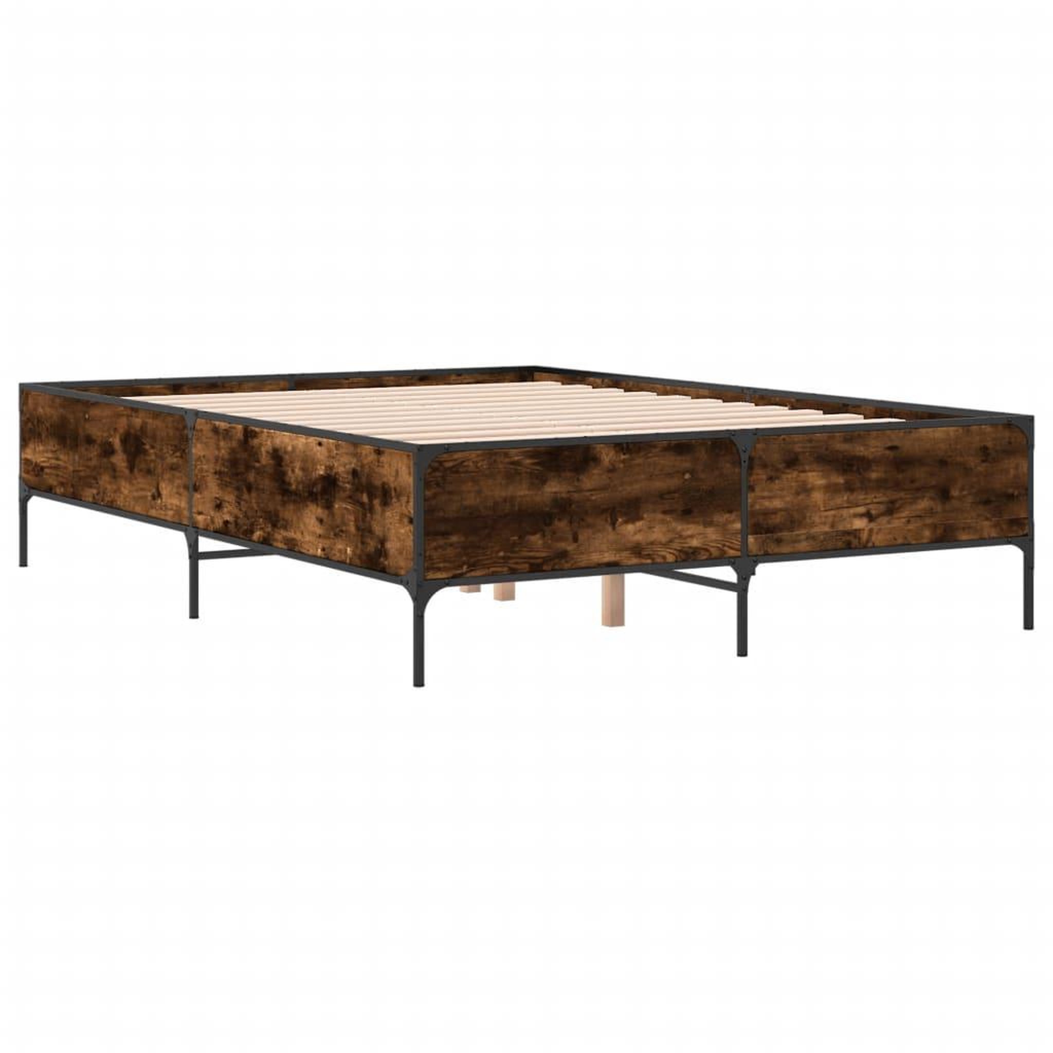 Voir la diapositive 3 : VIDAXL Cadre de lit sans matelas chene fume 135x190 cm