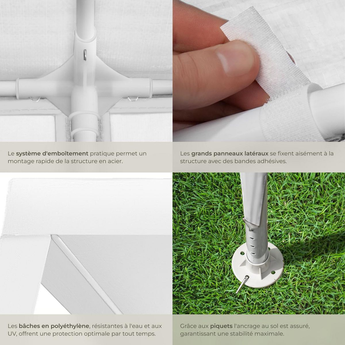 tectake Pavillon 3 x 3 m blanc