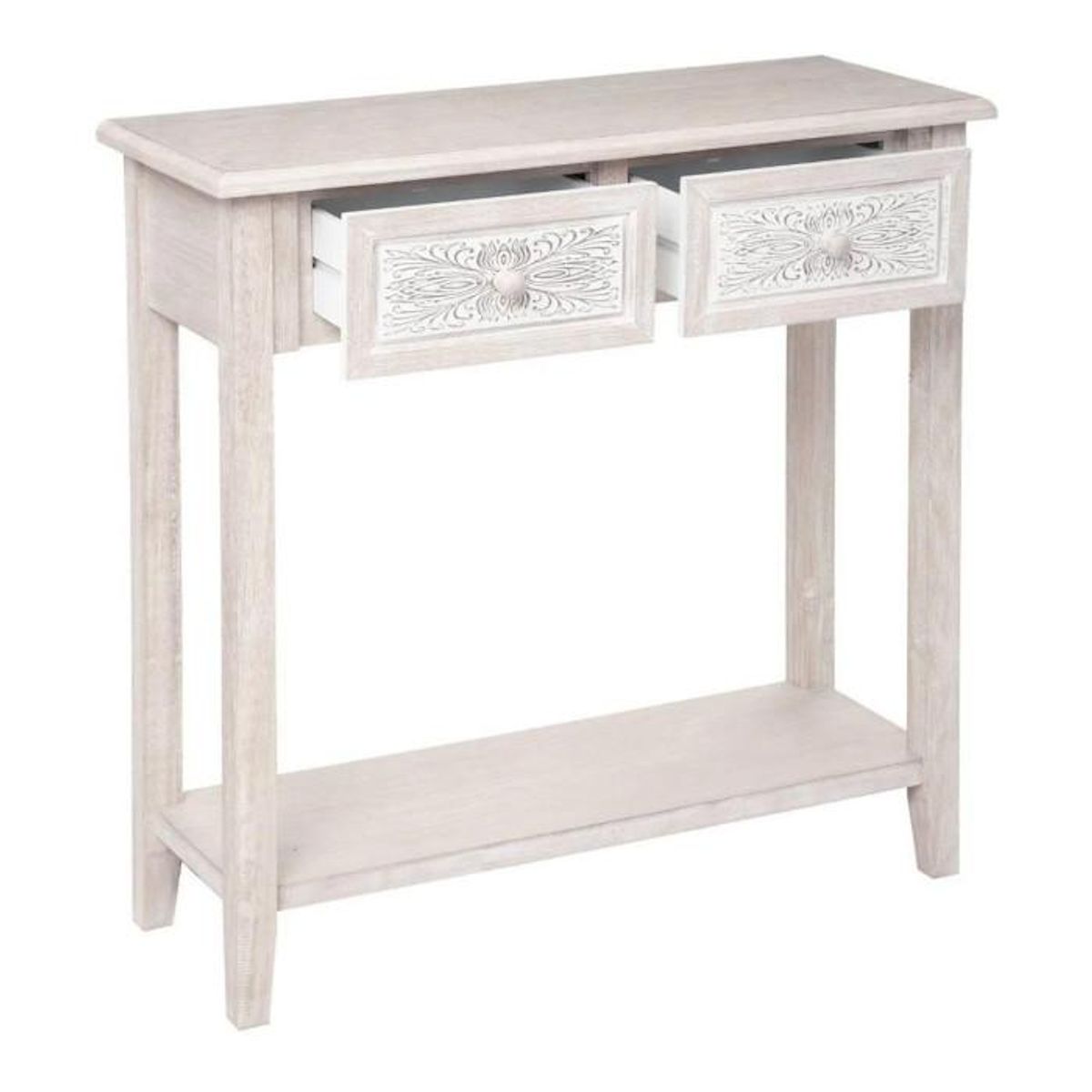 ATMOSPHERA Console Design 2 Tiroirs  Hina  80cm Blanc