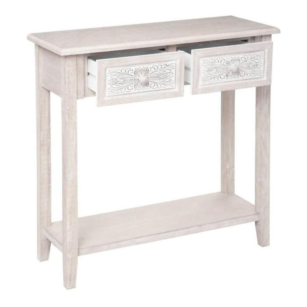 ATMOSPHERA Console Design 2 Tiroirs  Hina  80cm Blanc