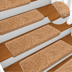 VIDAXL Tapis d'escalier 15 pcs 65x21x4 cm Beige
