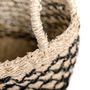 Voir la diapositive 2 : KB8 Set de 2 paniers tressé en jonc de mer - Noir et Beige