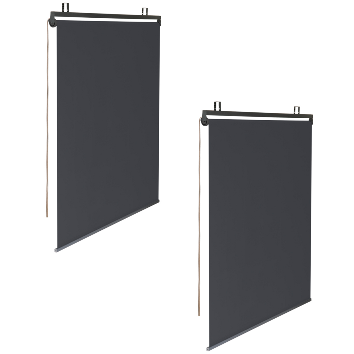 ID MARKET Lot de 2 stores enrouleurs L.124 x H. 225 CM pour pergola gris anthracite