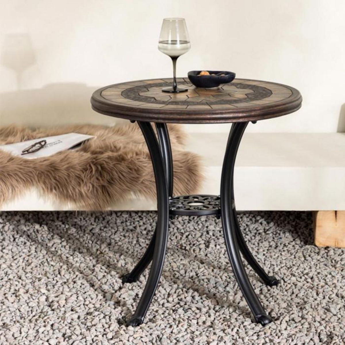 Paris Prix Table d'Appoint de Jardin  Leiria  66cm Marron