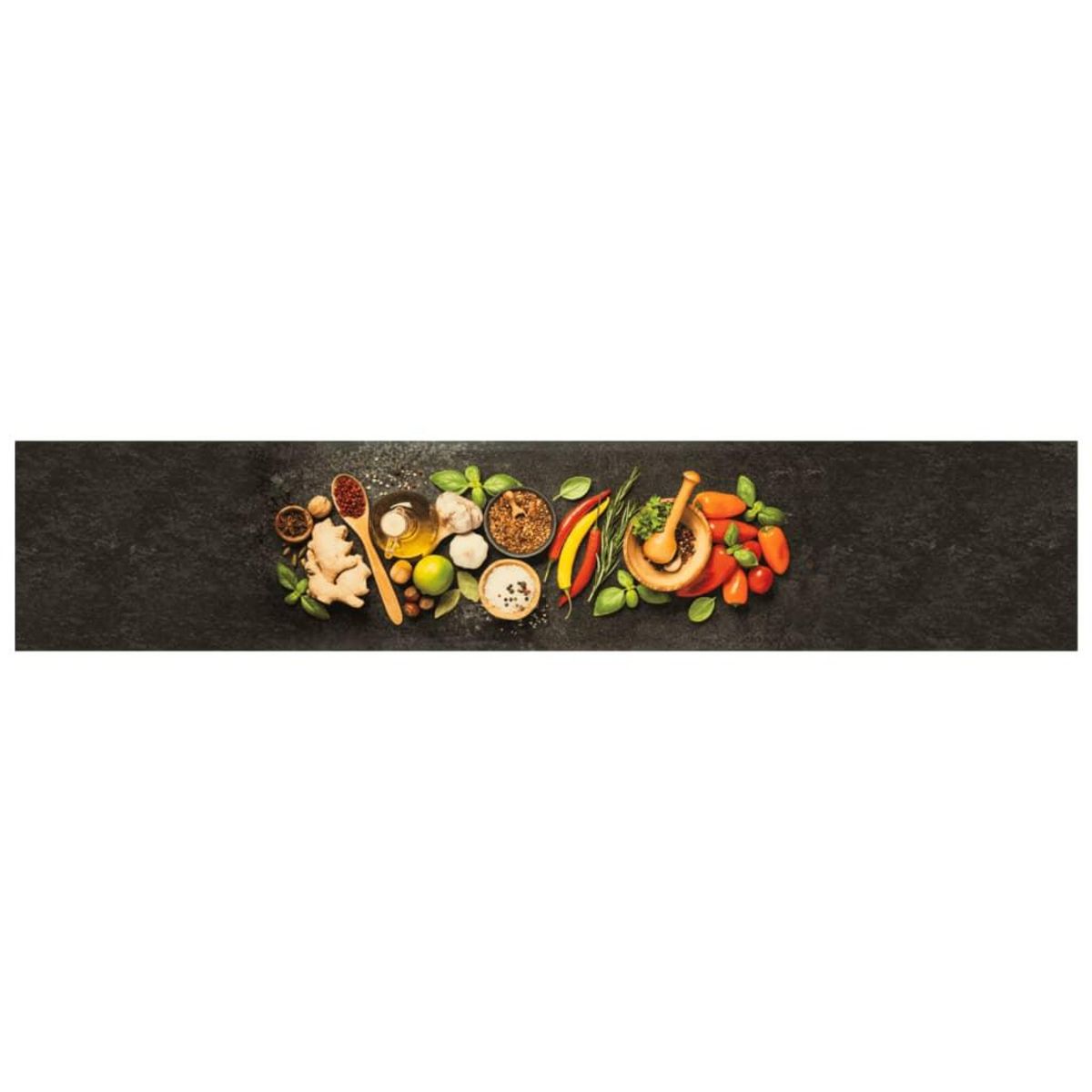 VIDAXL Tapis de cuisine lavable impression d'epices 60x300 cm velours