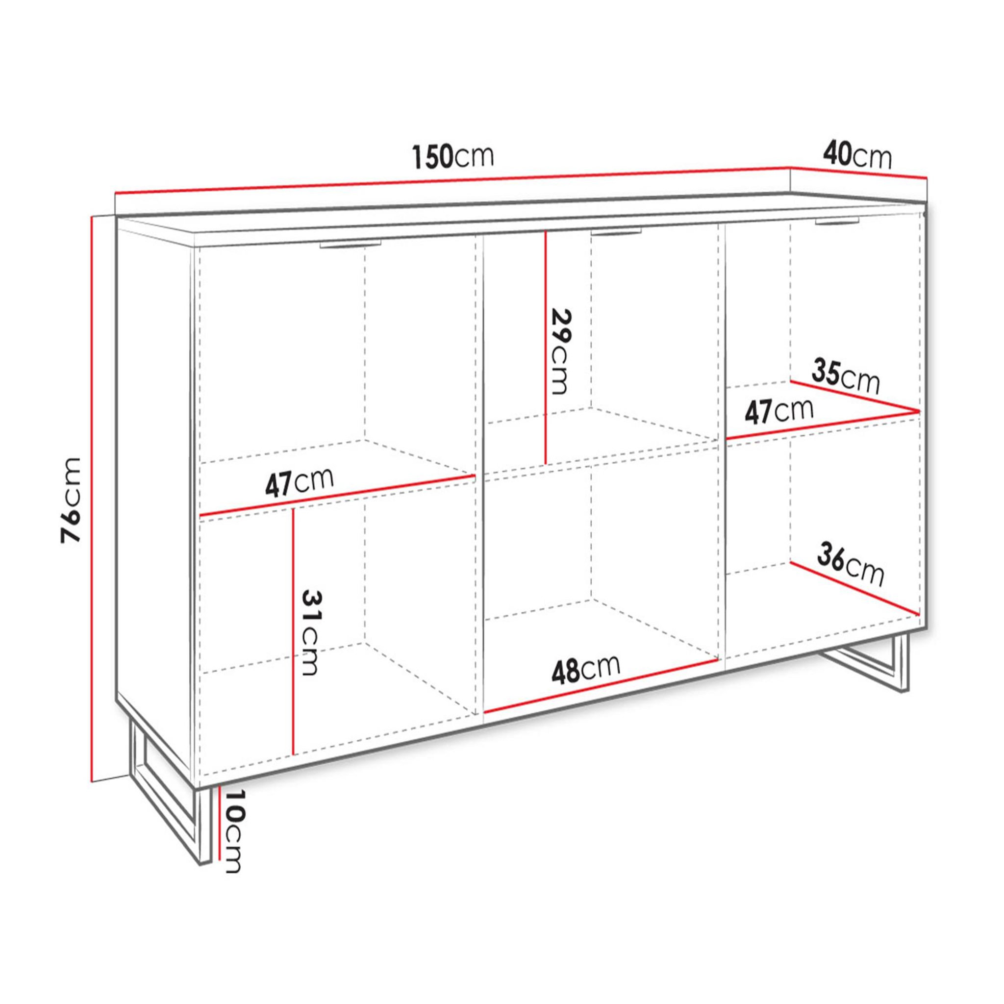 Voir la diapositive 5 : BEST MOBILIER Olympie - buffet bas - effet bois et noir - 150 cm