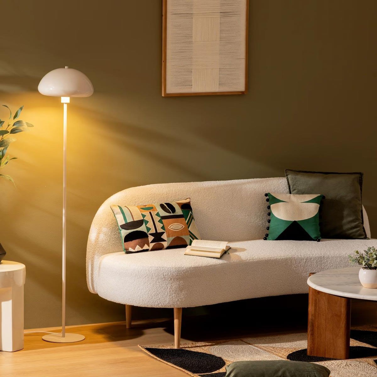 ATMOSPHERA Lampadaire Droit Champignon  Savio  140cm Beige