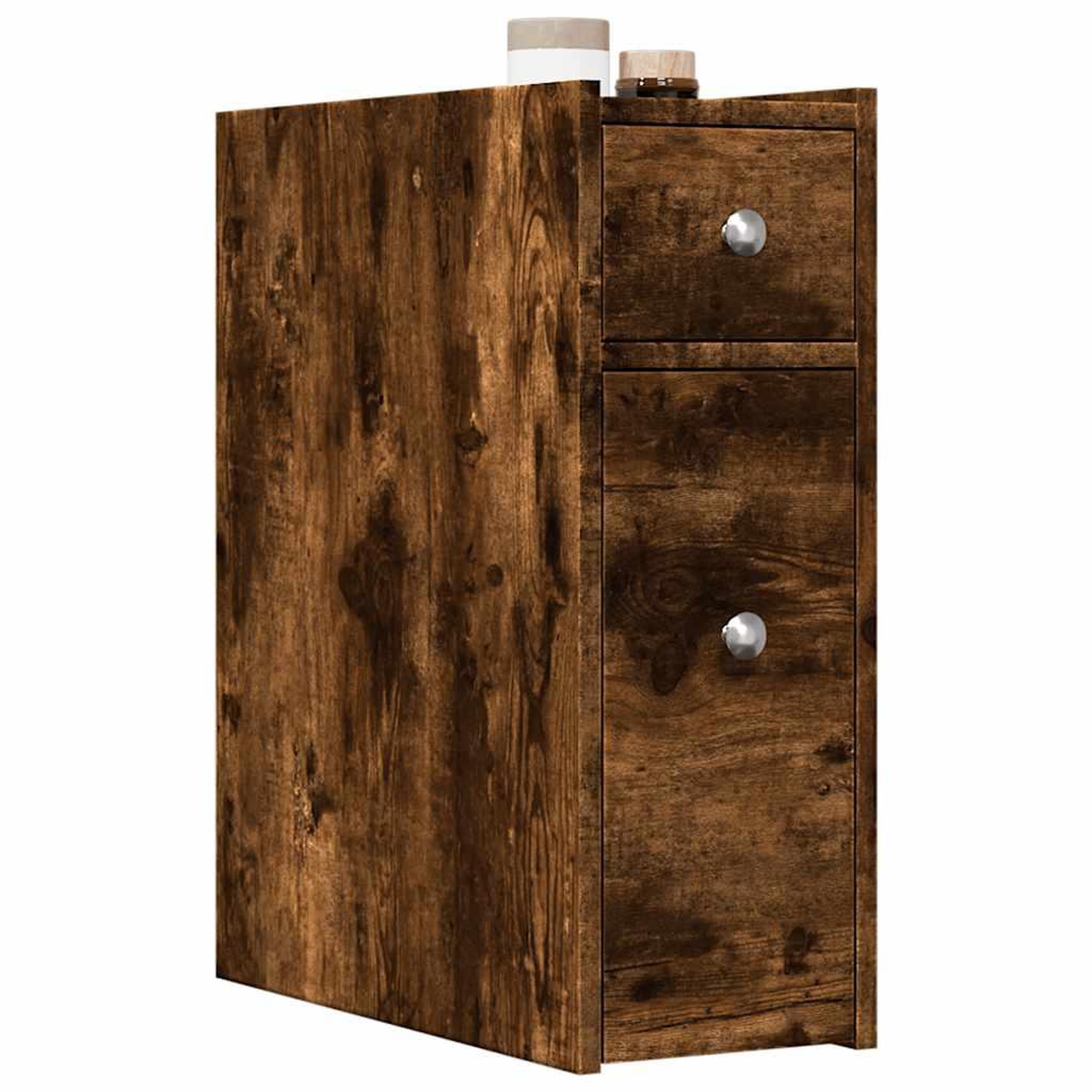VIDAXL Armoire de salle de bain etroite avec roulettes chene fume