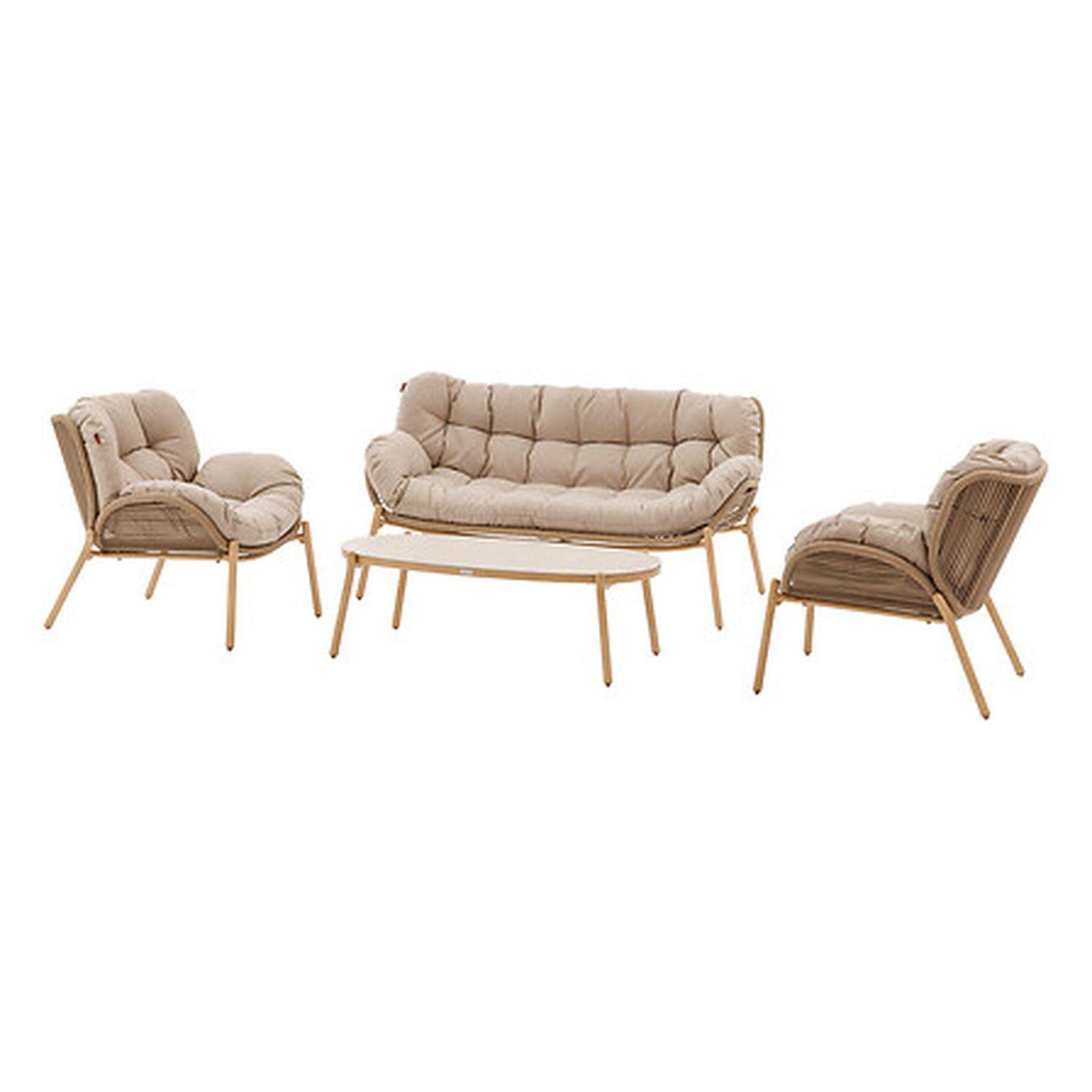 Voir la diapositive 1 : HESPERIDE Salon de jardin 5 places MELOANE - Beige