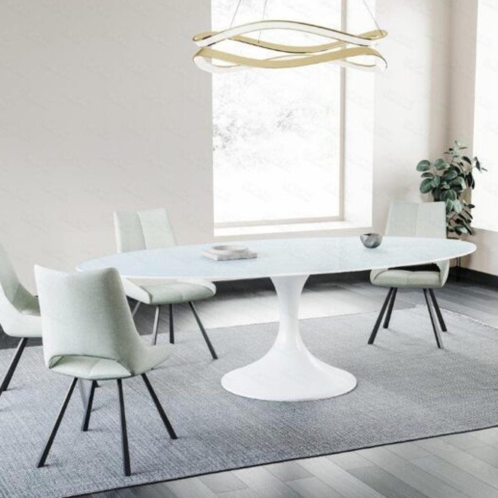 Voir la diapositive 3 : JLC KREATION Grande table à manger forme organique 280cm calisia couleur blanc