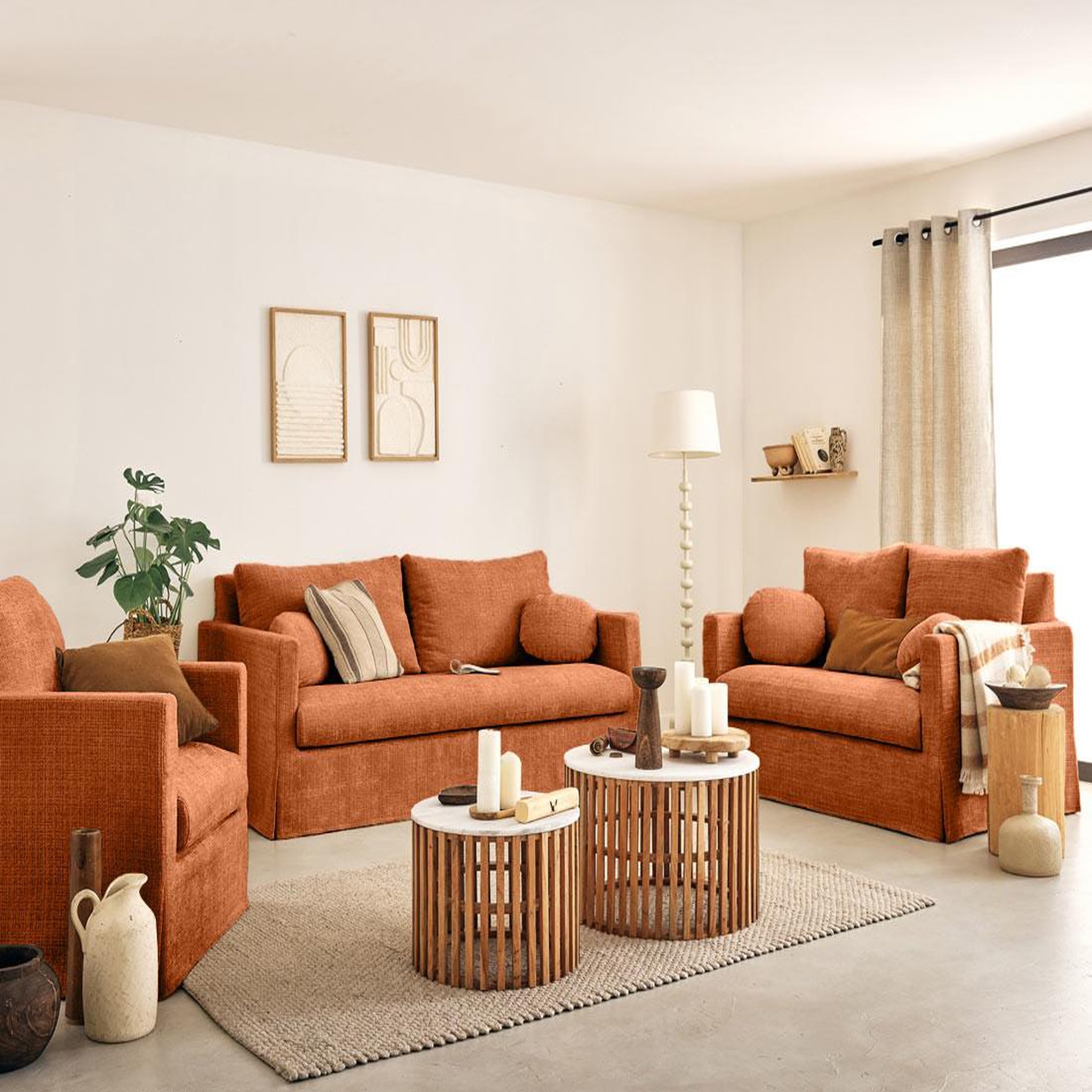 Voir la diapositive 4 : LISA DESIGN Serena - canapé droit déhoussable 3 places en velours texturé