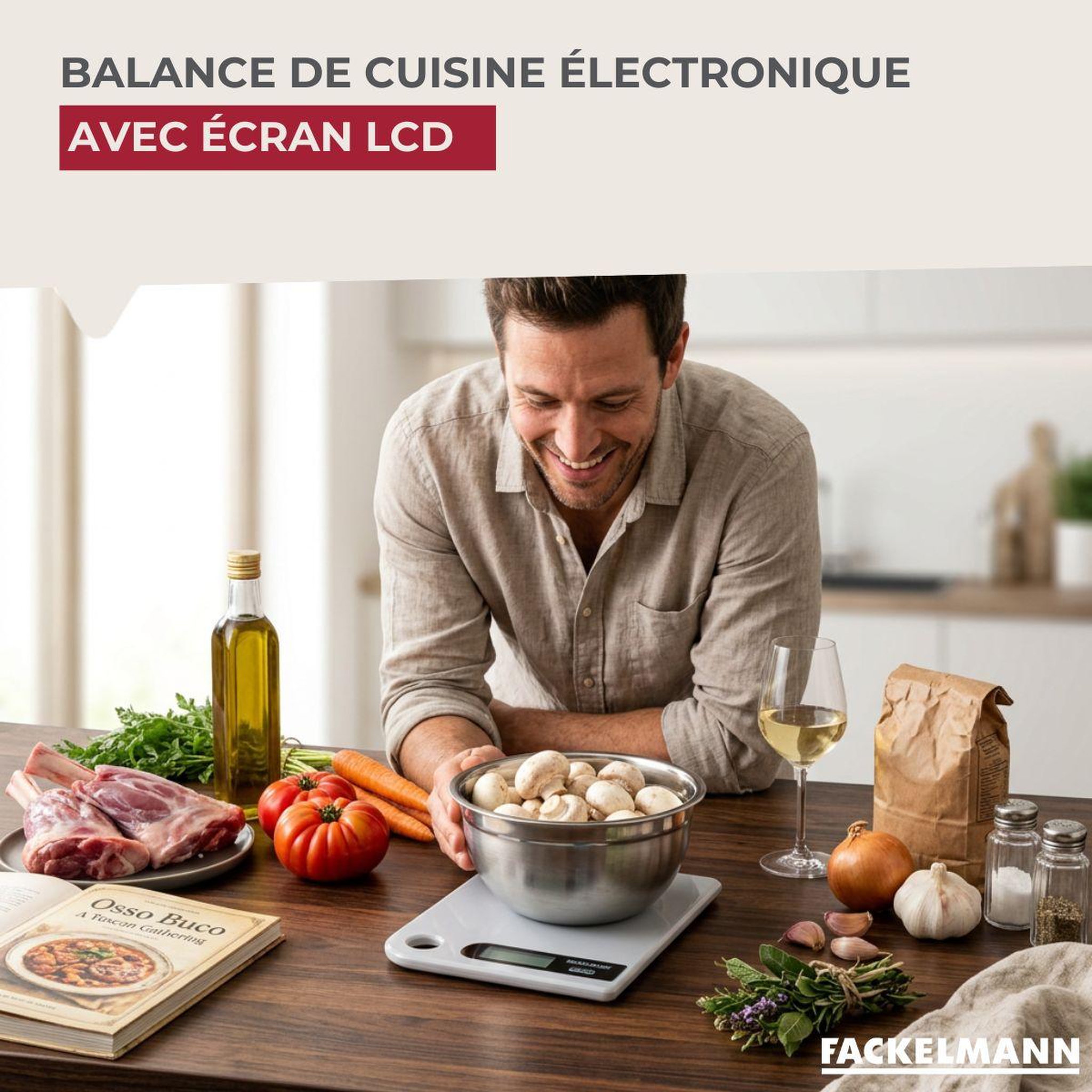 Voir la diapositive 2 : Fackelmann Balance de cuisine électronique grise 5 kg fackelmann