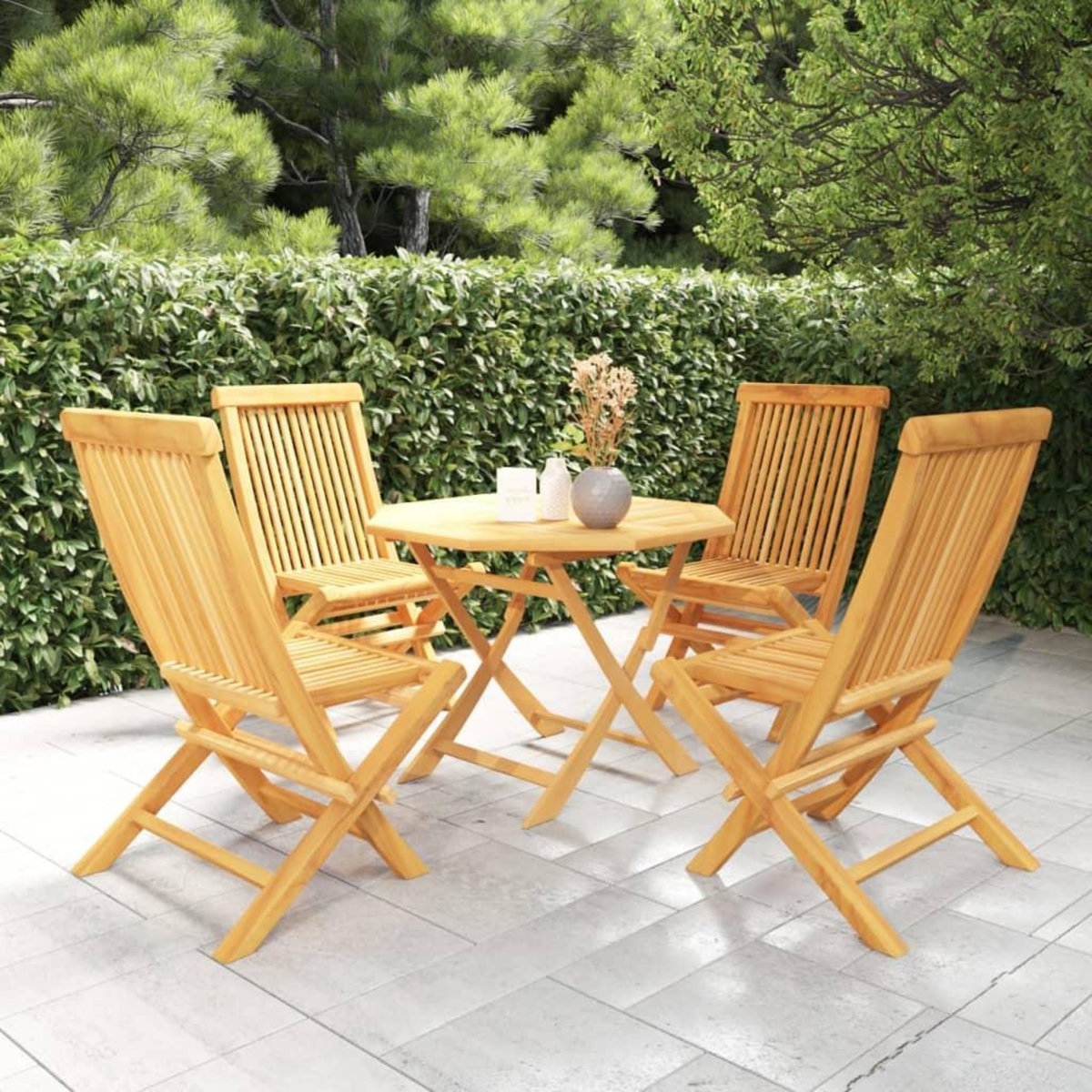 VIDAXL Ensemble a manger de jardin 5 pcs Bois de teck massif
