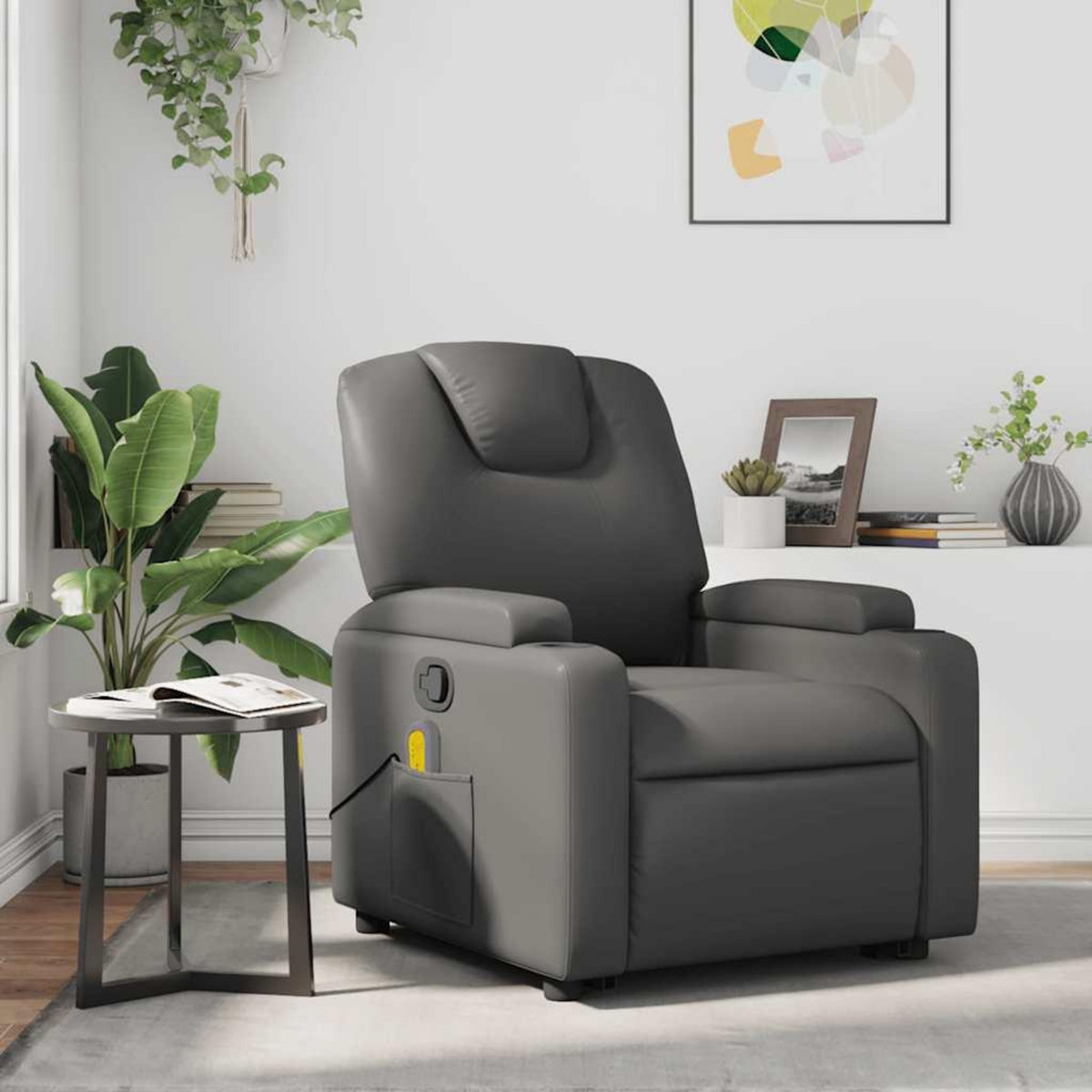 VIDAXL Fauteuil de massage inclinable Gris Similicuir