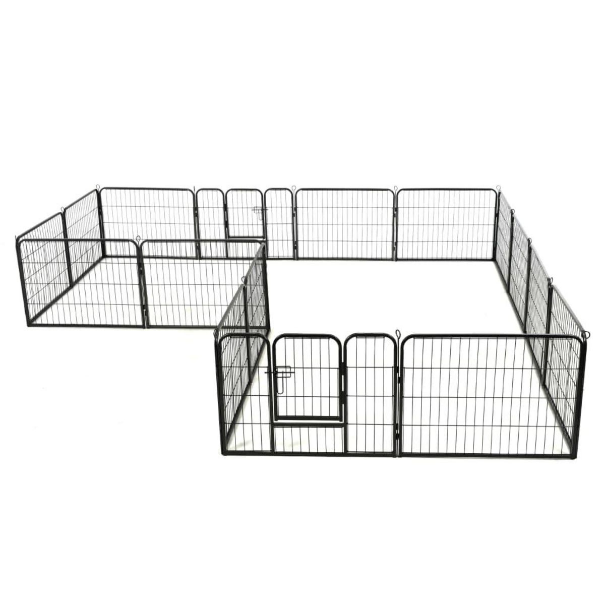 VIDAXL Parc pour chiens 16 panneaux Acier 60 x 80 cm Noir