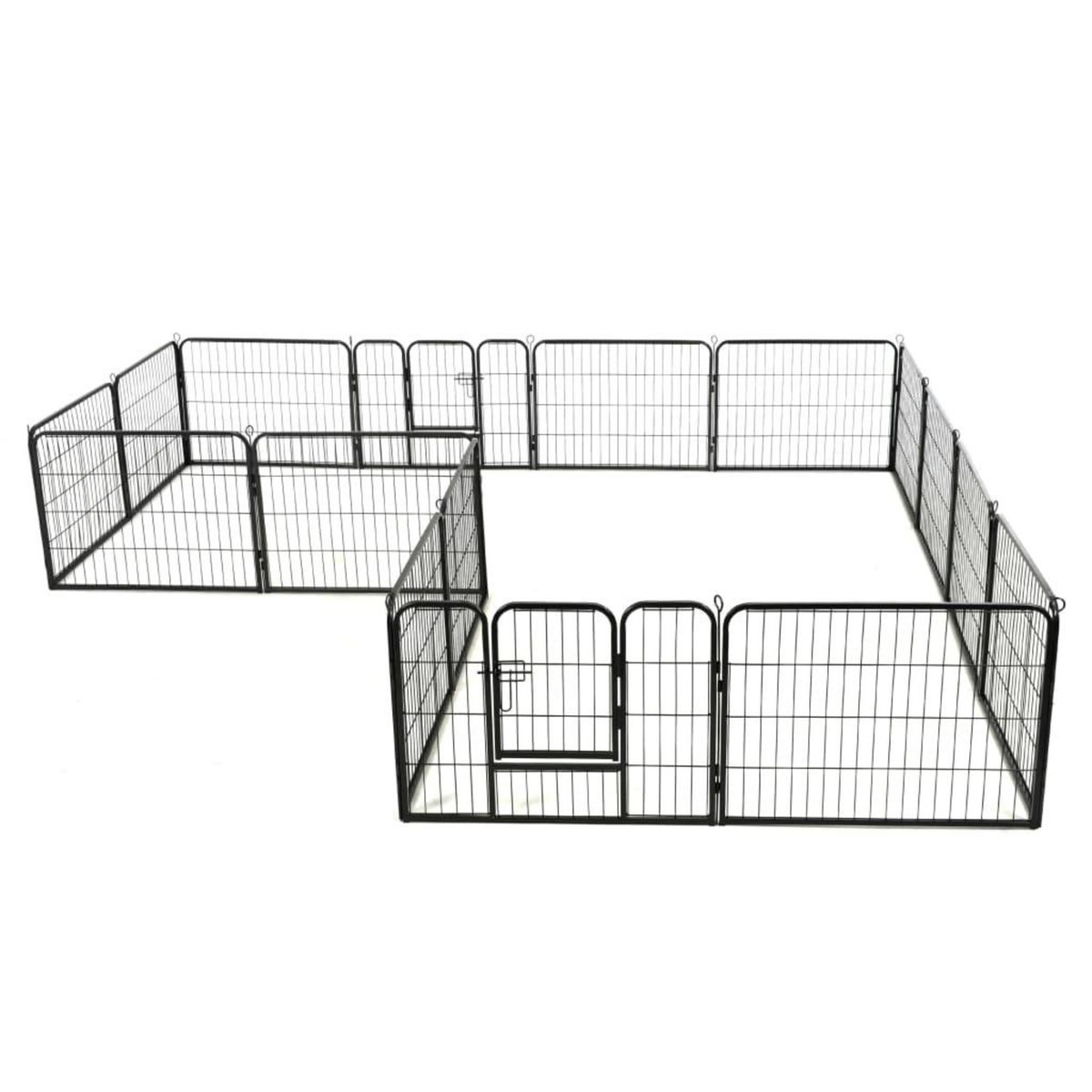 VIDAXL Parc pour chiens 16 panneaux Acier 60 x 80 cm Noir