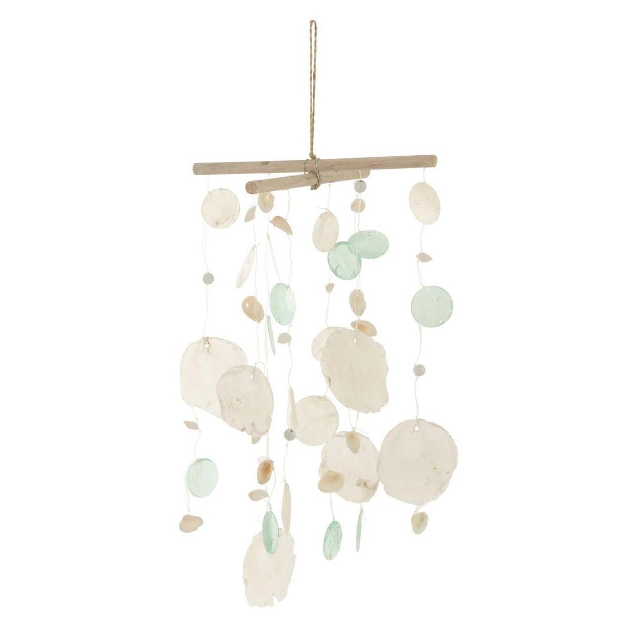 J-LINE Décoration à suspendre  mobile coquillage  36cm bleu