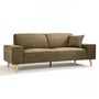 Voir la diapositive 3 : MARKET24 Hexagone - Canapé droit 3 places - Tissu Olive - L 216 x P 90 x H 80 cm - Gustave