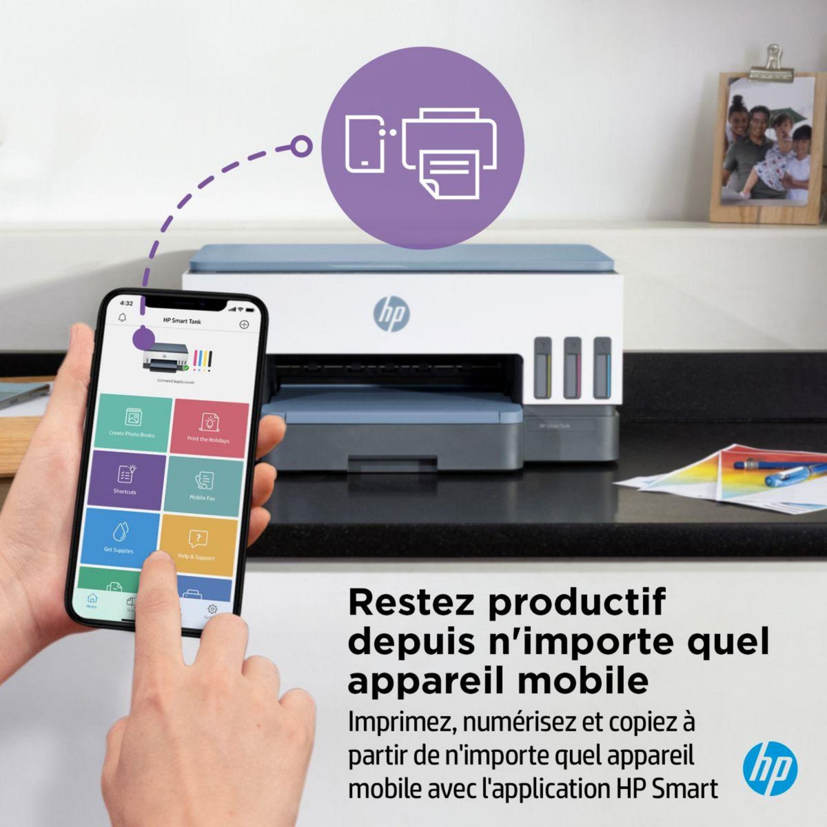 HP Imprimante jet d'encre Smart Tank Plus 7006