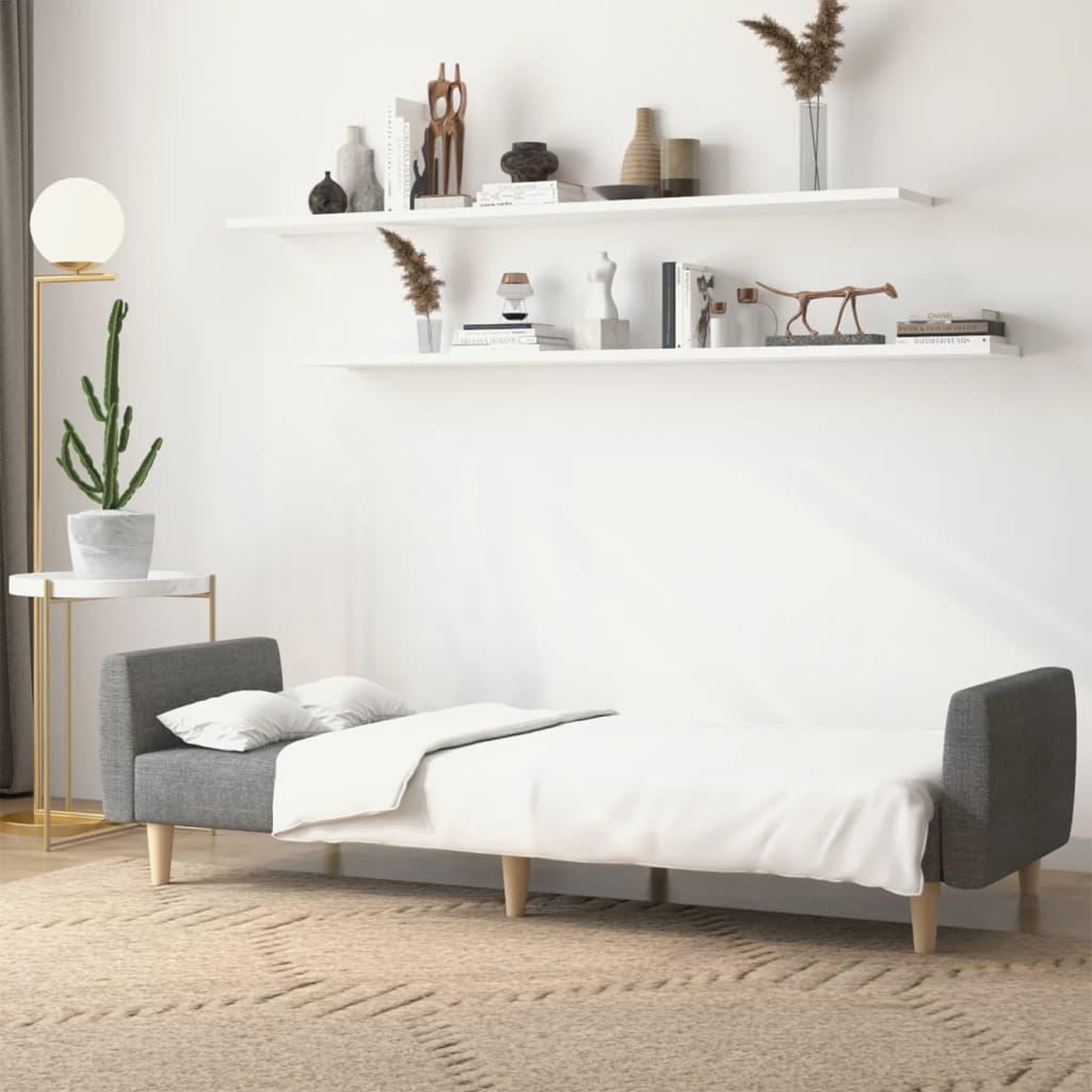Voir la diapositive 3 : VIDAXL Canape-lit a 2 places gris clair tissu