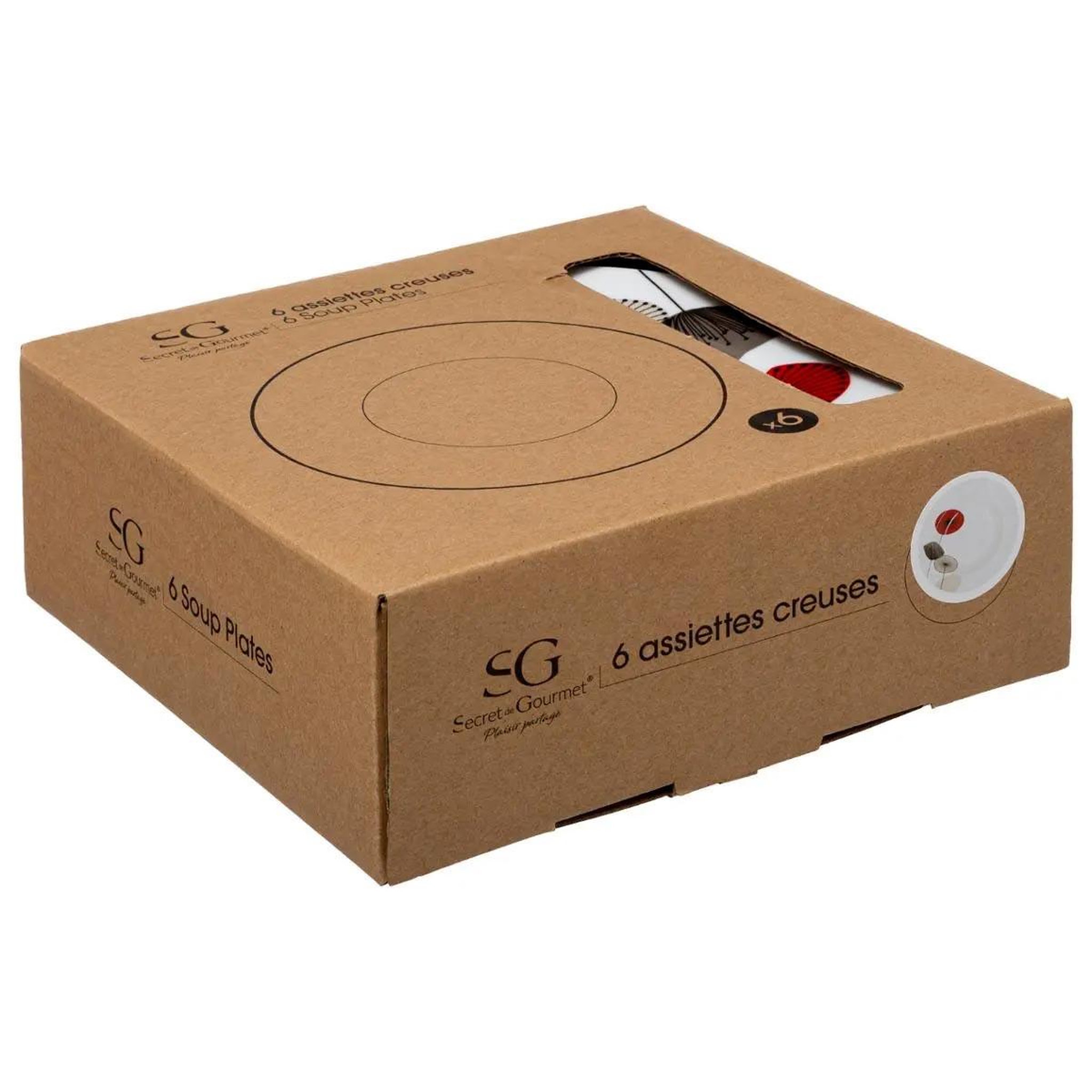 Voir la diapositive 3 : SECRET DE GOURMET Lot de 6 assiettes creuses  osara  22cm blanc