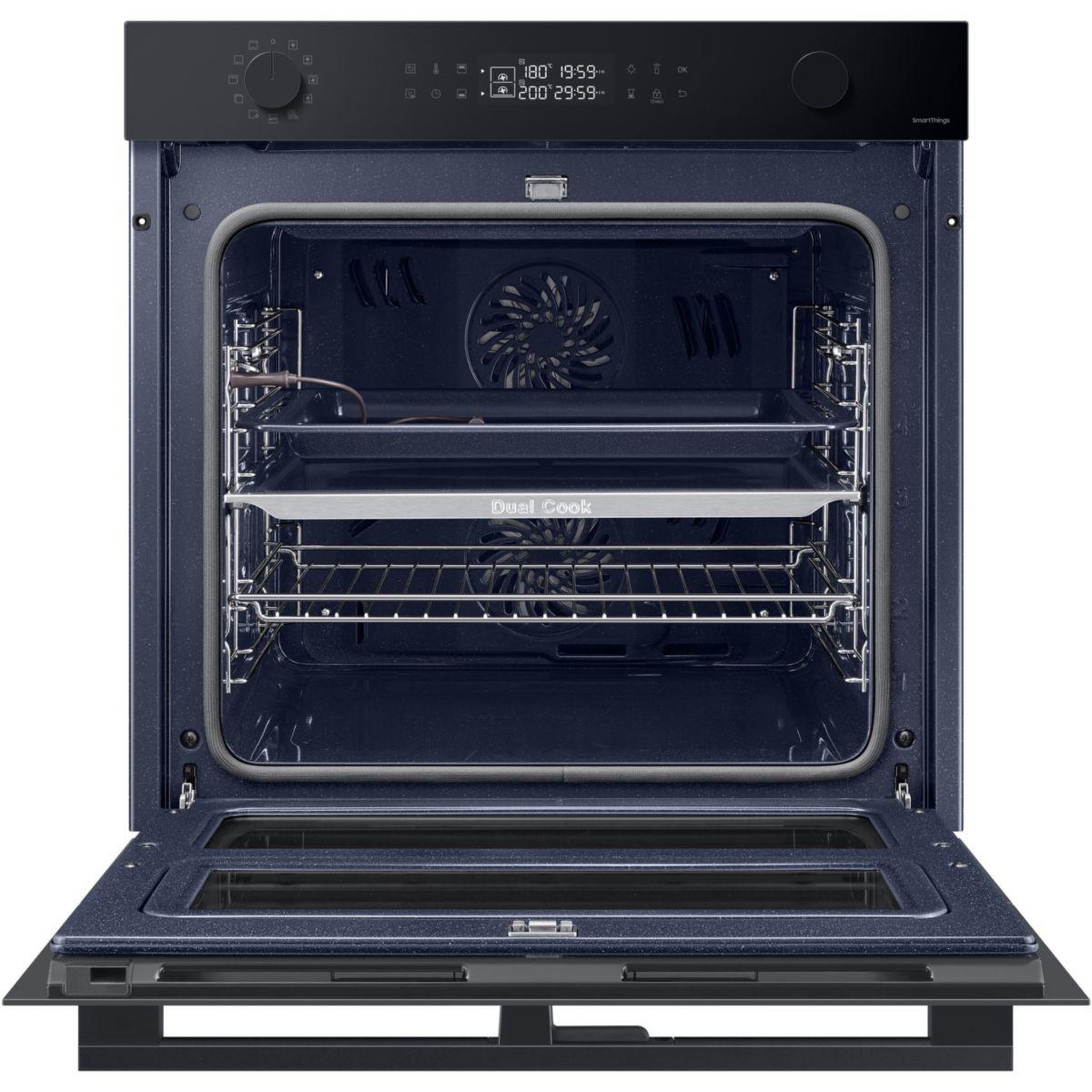 Voir la diapositive 2 : Samsung Four encastrable nv7b45502ak - pyrolyse - chaleur tournante pulsée - double cavité - porte froide