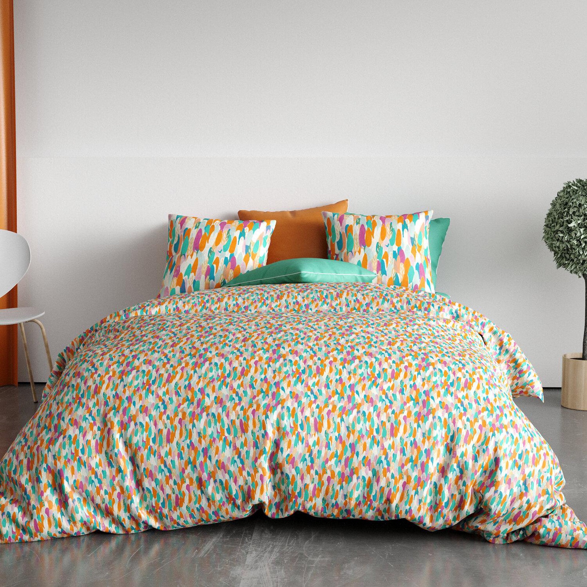 Voir la diapositive 3 : Les Ateliers du Linge Coussin imprimé 100%coton poppy