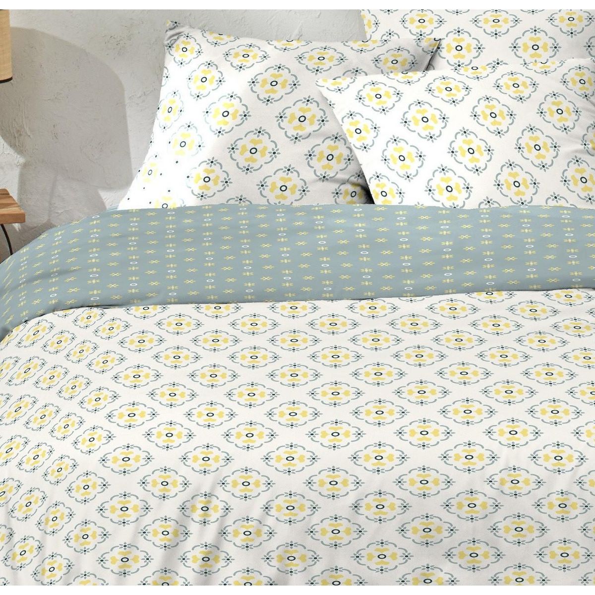 Home collection Parure housse de couetteavectaie oreiller coton 51 fils creala