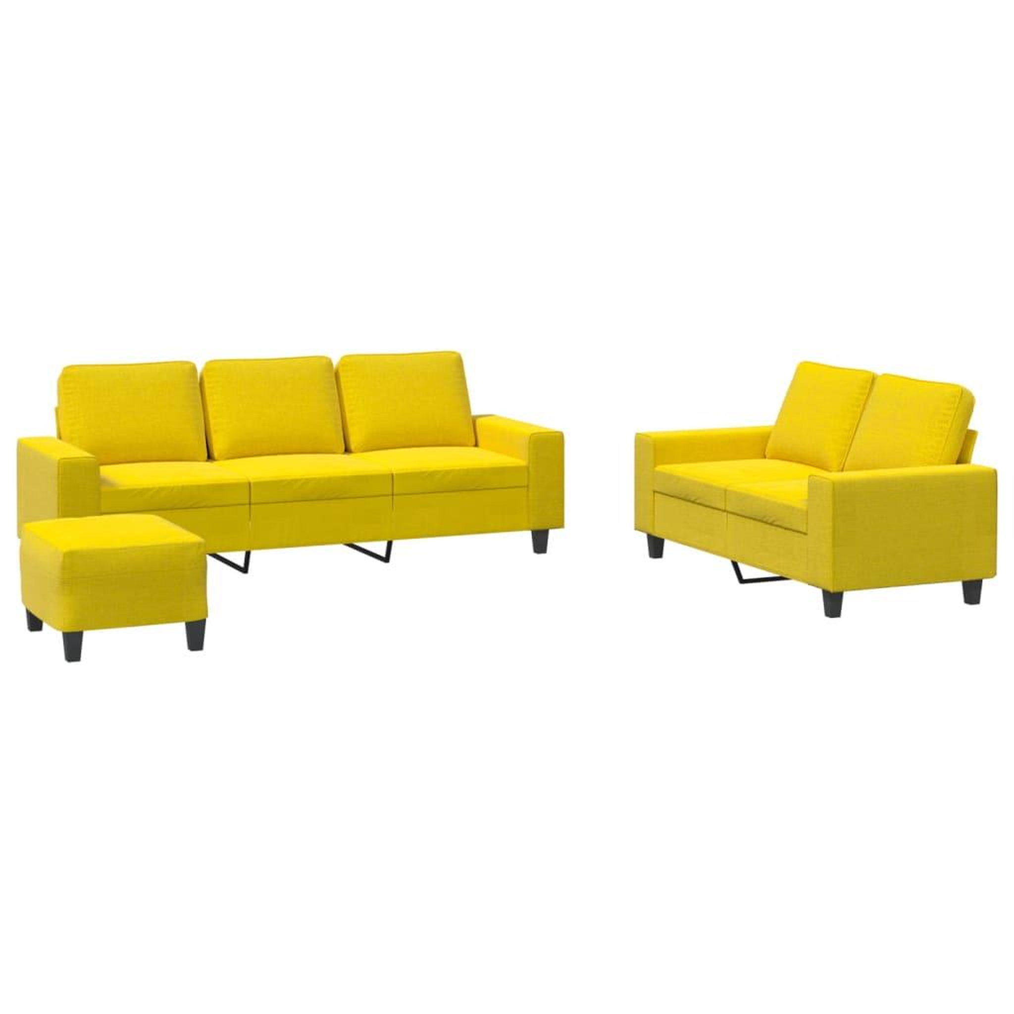 Voir la diapositive 2 : VIDAXL Ensemble de canapes 3 pcs jaune clair tissu