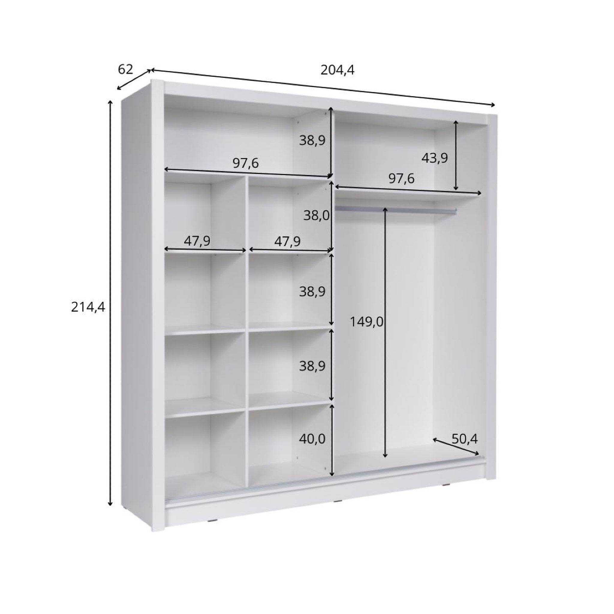 Voir la diapositive 4 : JLC KREATION Armoire moderne 2 portes coulissantes bois 205cm ulric