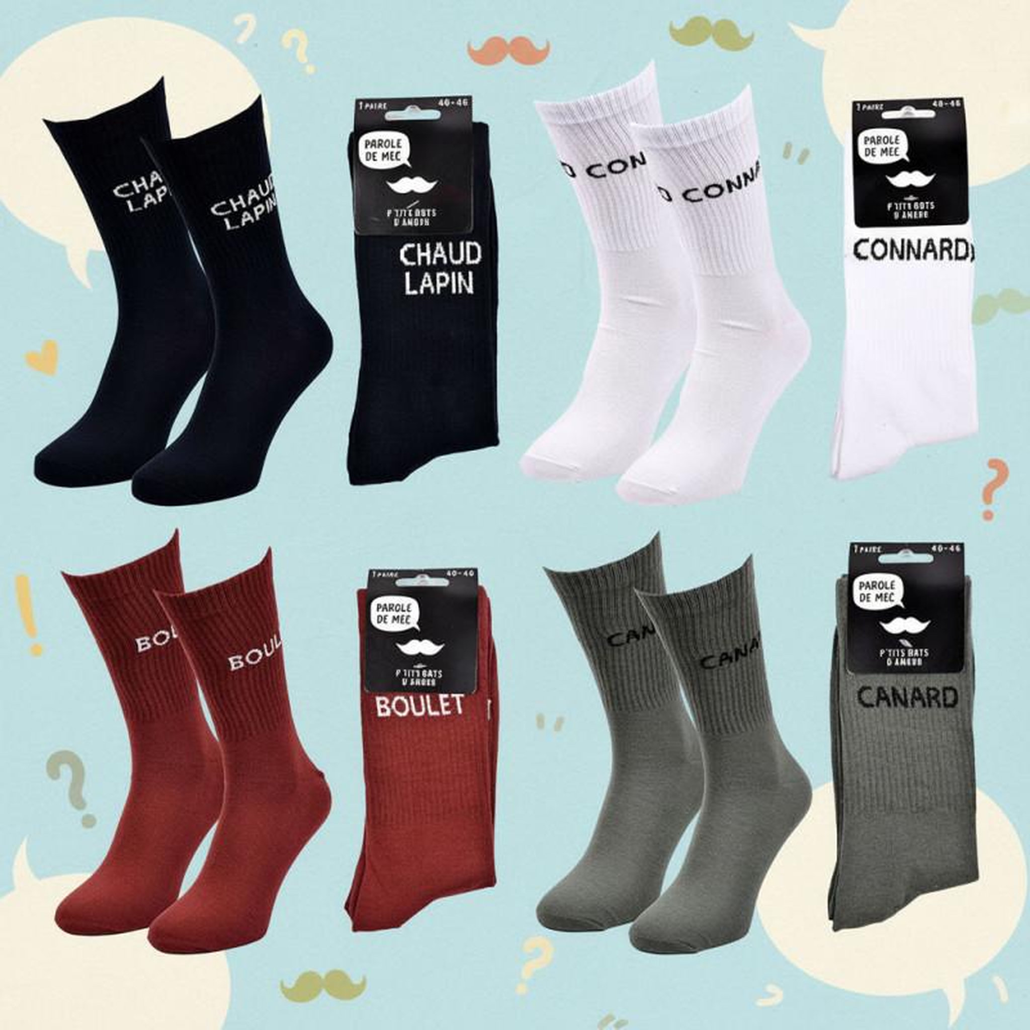 Voir la diapositive 3 : OZABI OZABI Chaussettes Homme Message Humoristiques Pack de 4 Paires