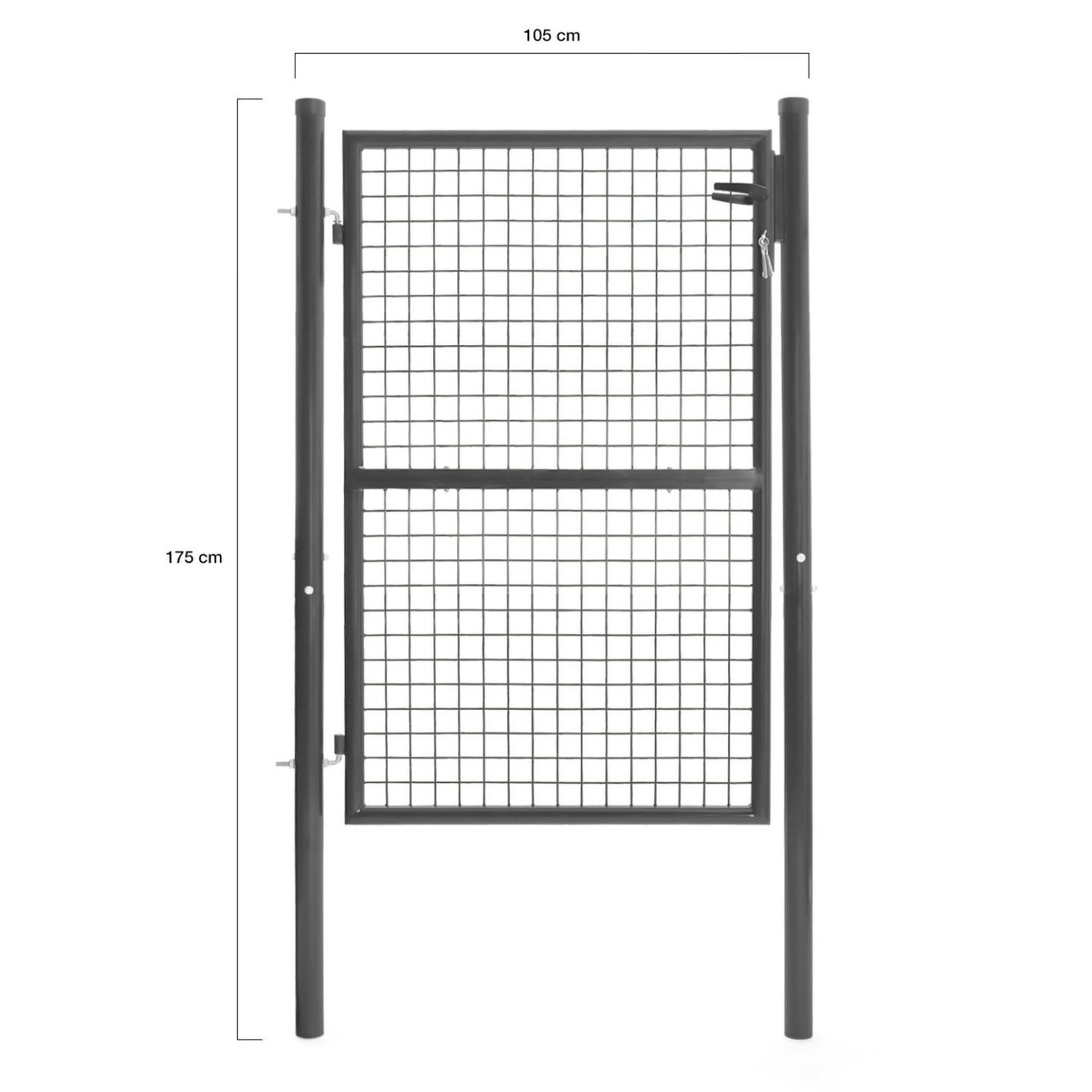 Voir la diapositive 4 : ID MARKET Portillon de jardin 105 x 125 cm en acier gris anthracite avec serrure et poignée