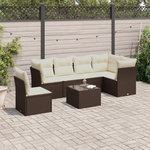 VIDAXL Salon de jardin avec coussins 6 pcs marron resine tressee