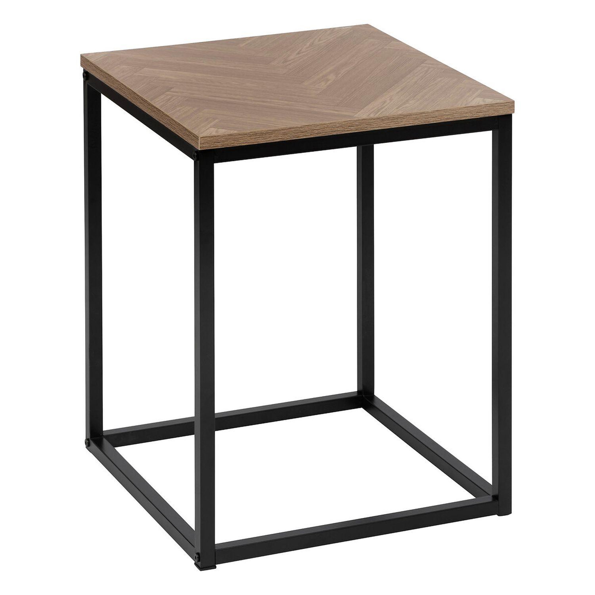 FIVE Bout de canapé en bois et métal chevrons - beige et noir