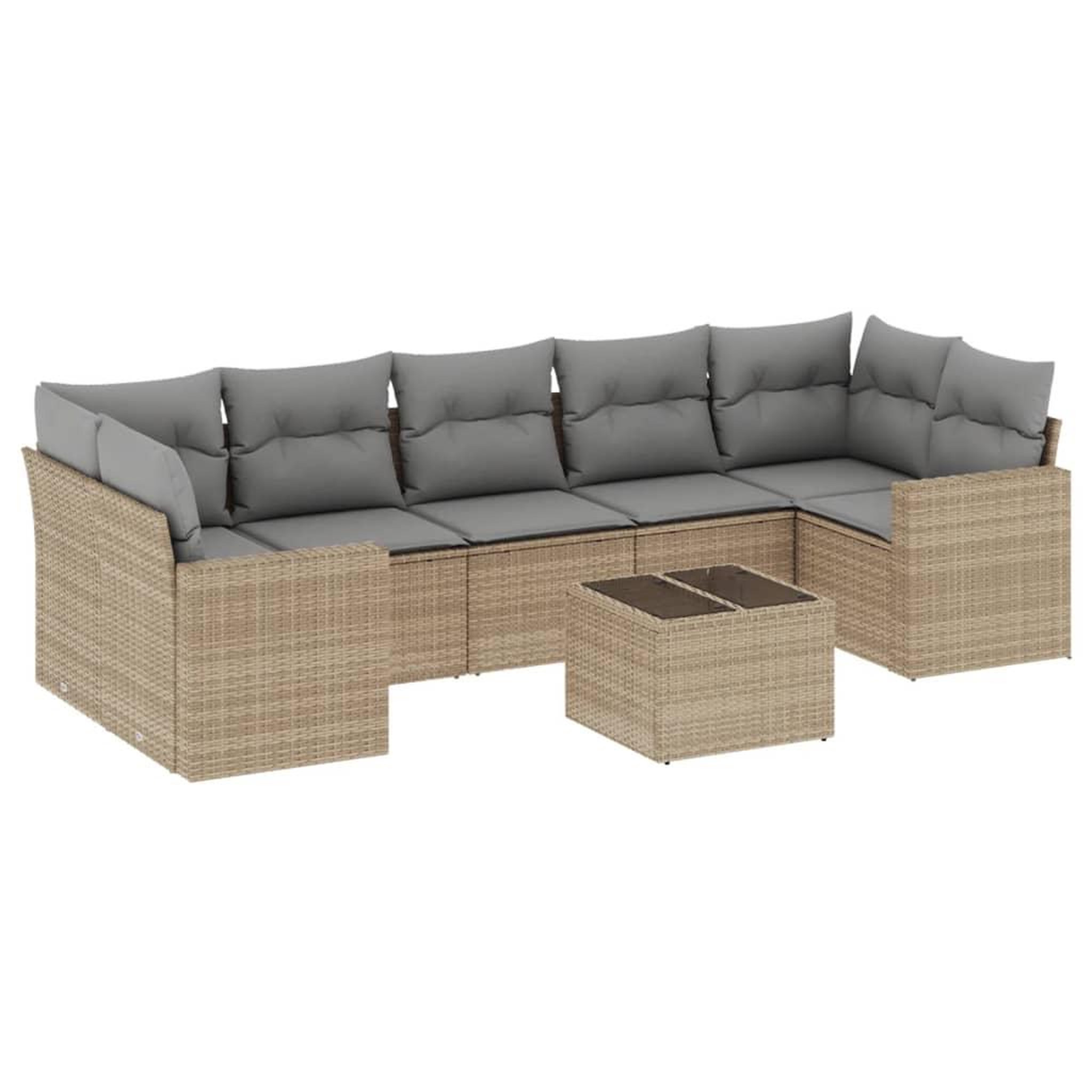 Voir la diapositive 2 : VIDAXL Salon de jardin avec coussins 8 pcs beige resine tressee
