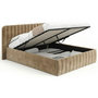 Voir la diapositive 1 : ID MARKET Lit coffre double ALBA avec tête de lit et sommier 140 x 190 cm velours taupe
