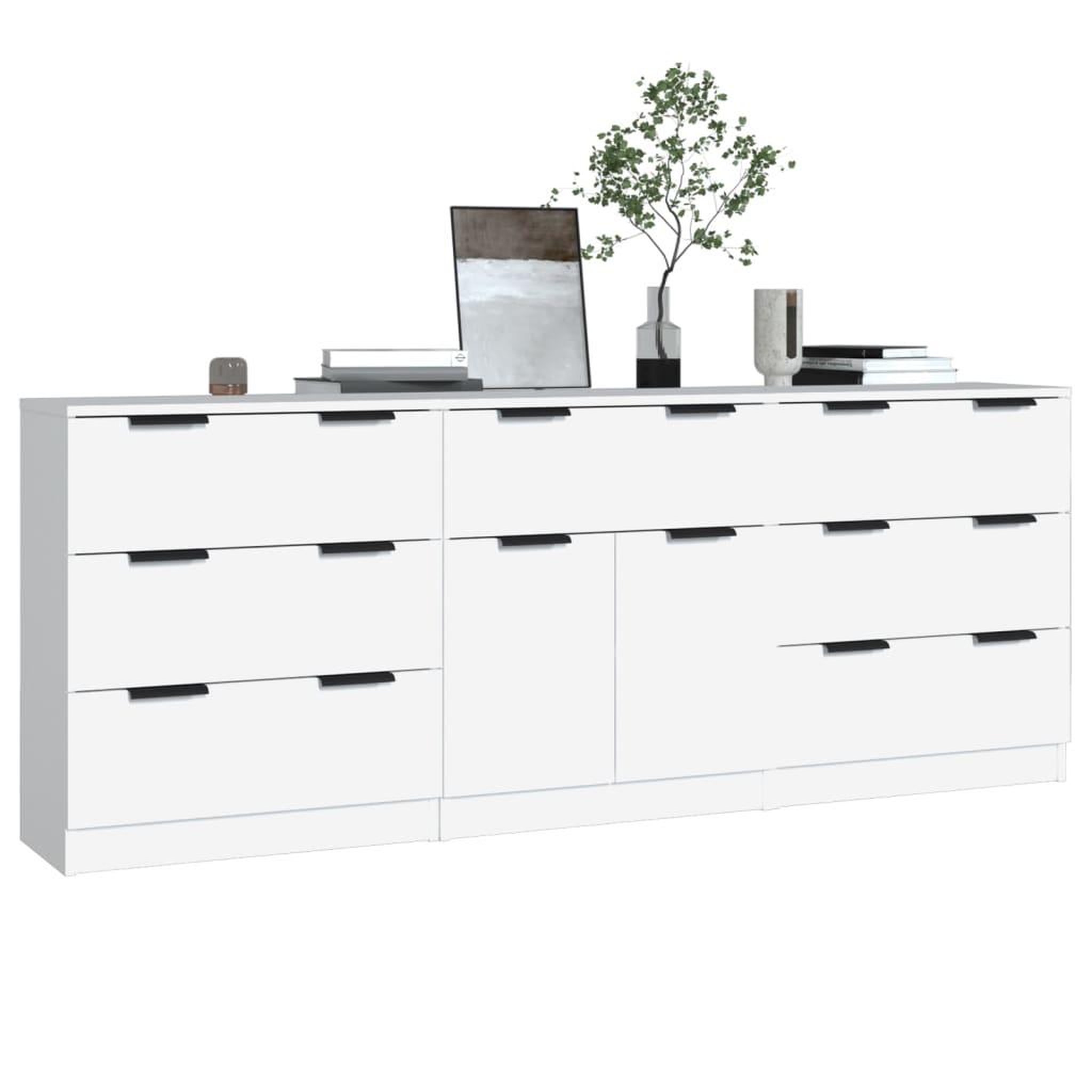 Voir la diapositive 3 : VIDAXL Buffets 3 pcs Blanc Bois d'ingenierie