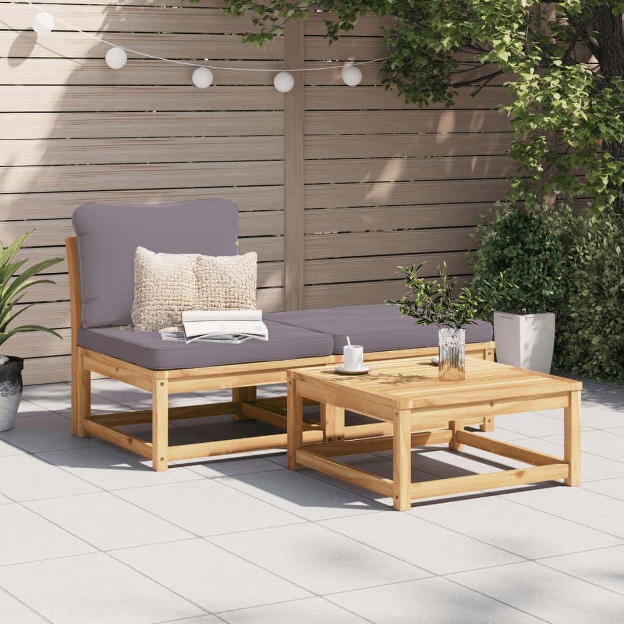 VIDAXL Salon de jardin 3 pcs avec coussins bois massif d'acacia