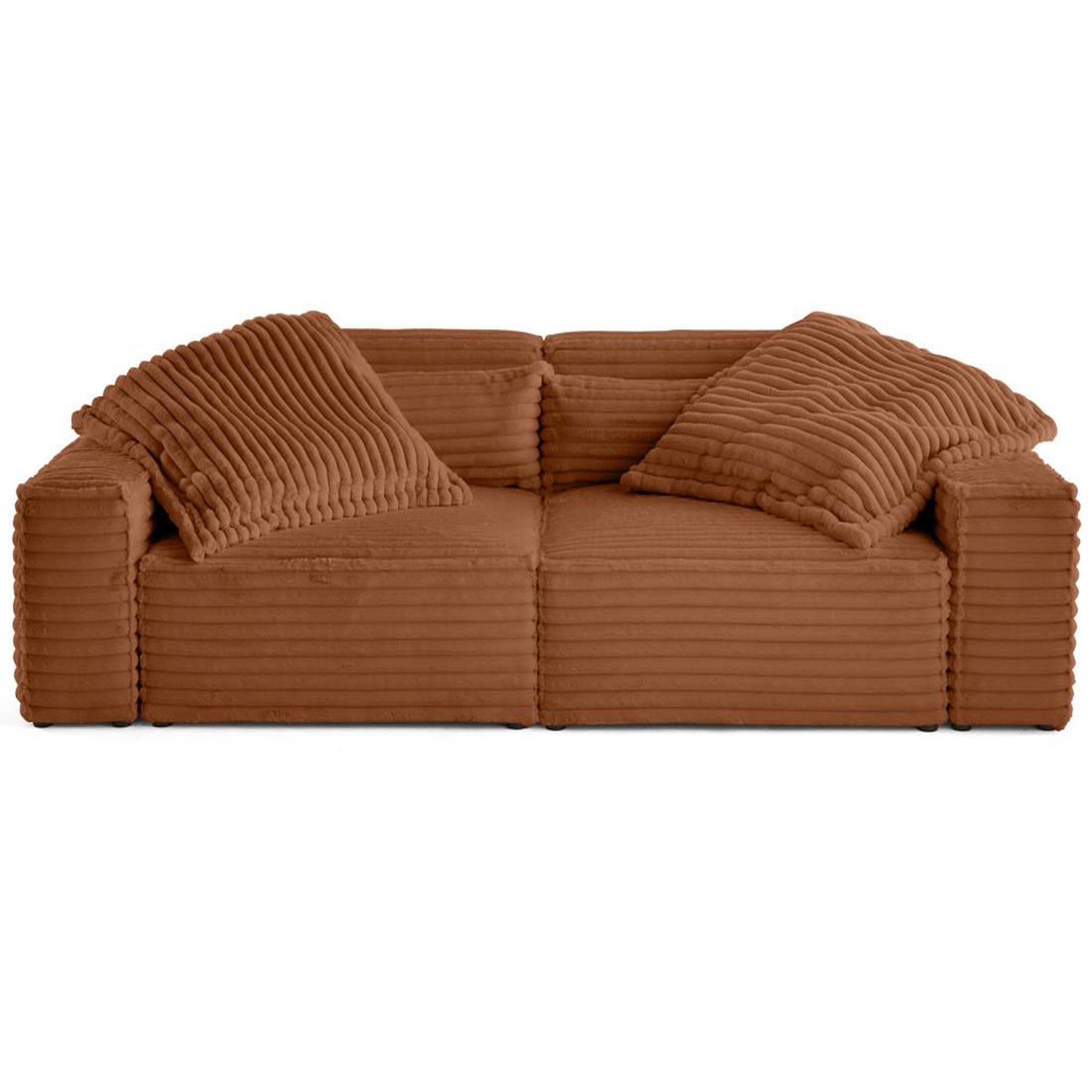 Voir la diapositive 1 : LISA DESIGN Richie - canapé droit 3 places avec double méridienne - assise profonde - en fausse fourrure côtelée