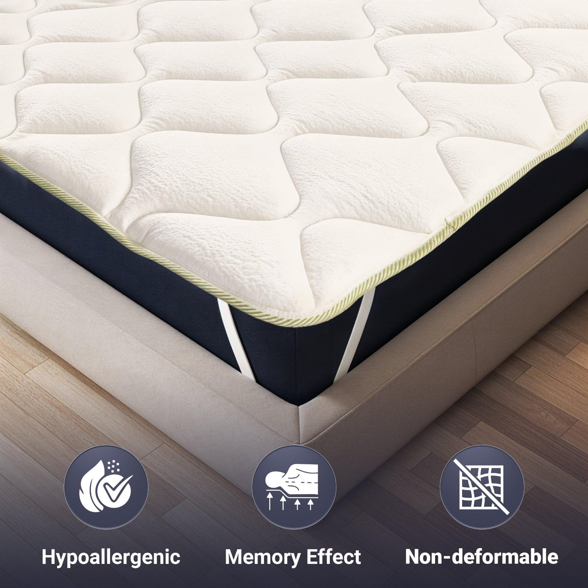 Voir la diapositive 5 : THE WHITE STONE Surmatelas Rafraîchissant 80x190 cm avec Élastiques | Correcteur de Matelas avec Technologie Cooler | Hauteur 4 cm