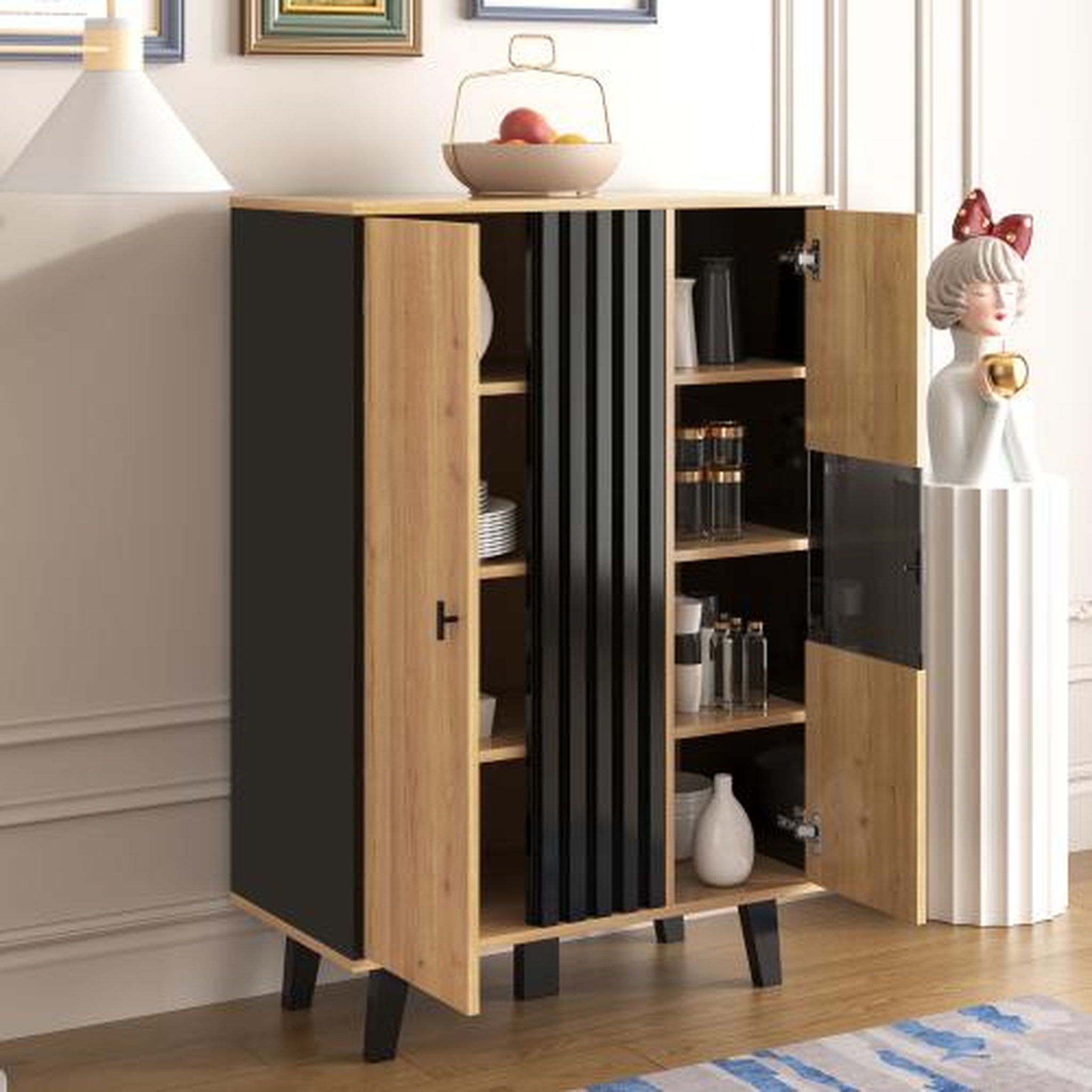 Voir la diapositive 5 : MERAX Buffet 2 porte(s) 0 tiroir(s) - 80 cm naturel led panneau de particules