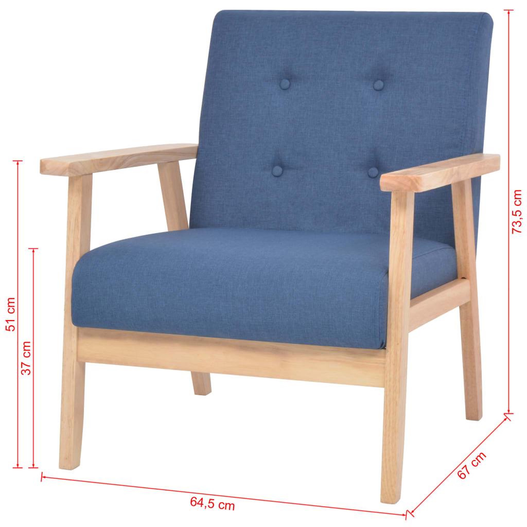Voir la diapositive 6 : VIDAXL Fauteuil Bleu Tissu