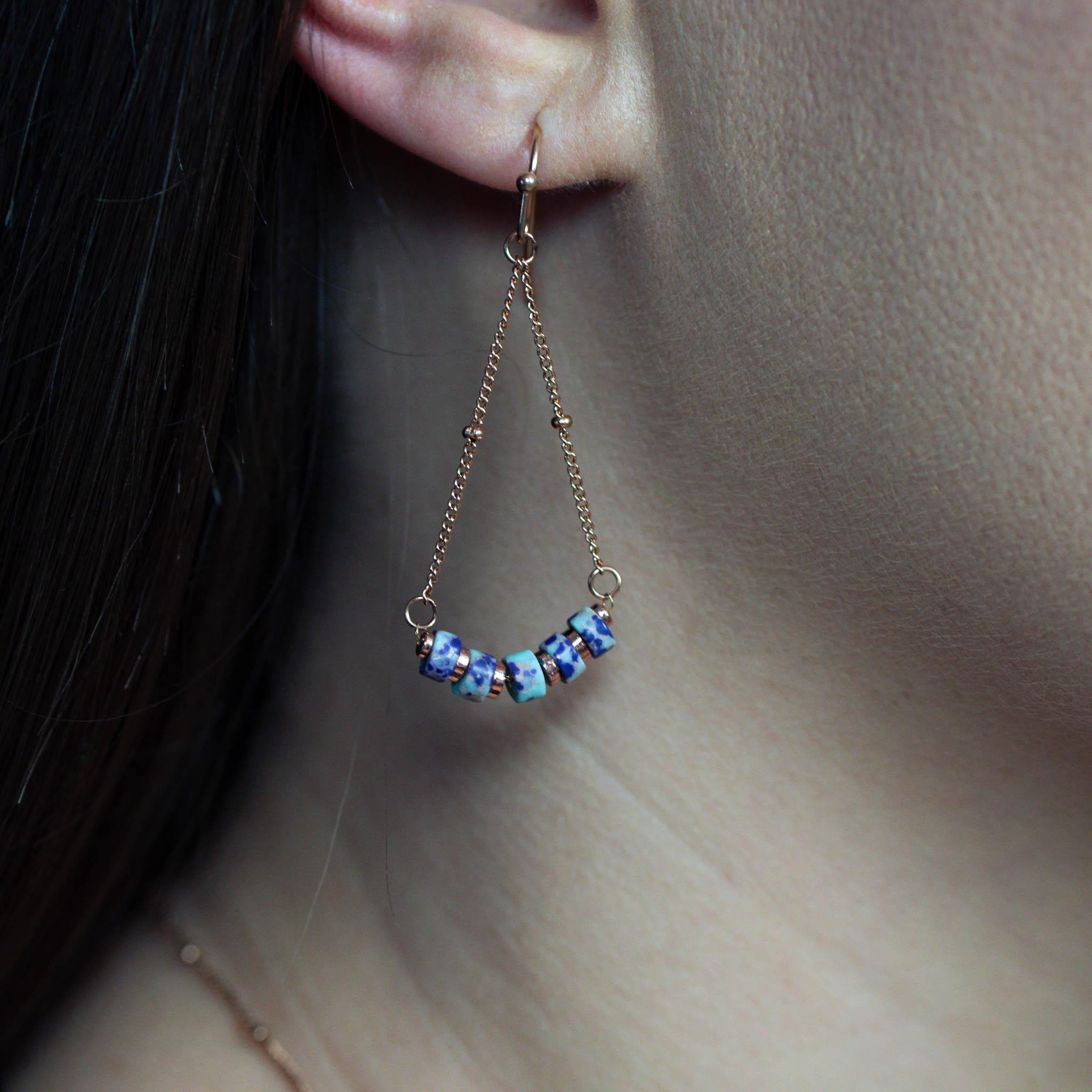 Voir la diapositive 3 : SLOYA Boucles d'oreilles Piana en pierres Jaspe