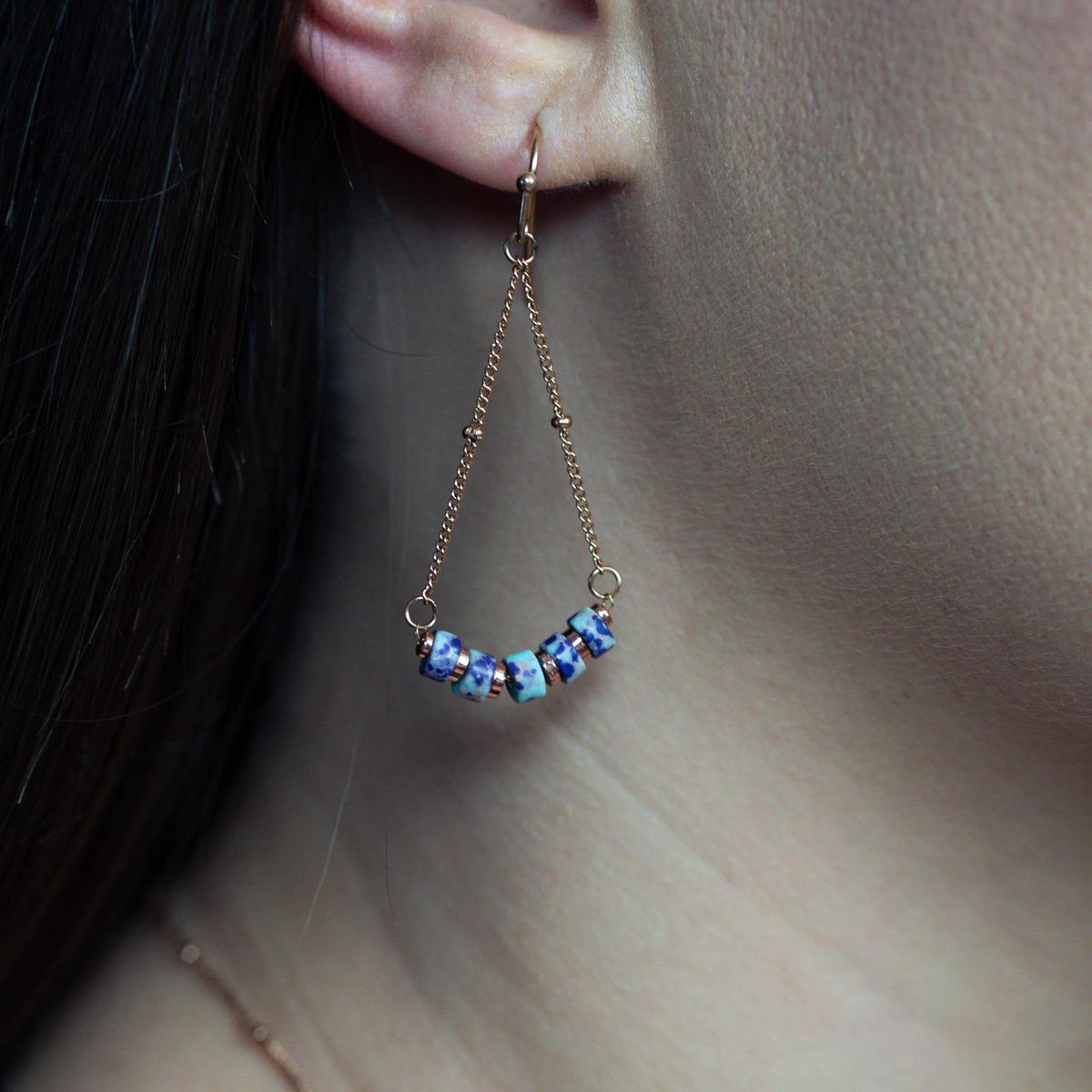 SLOYA Boucles d'oreilles Piana en pierres Jaspe