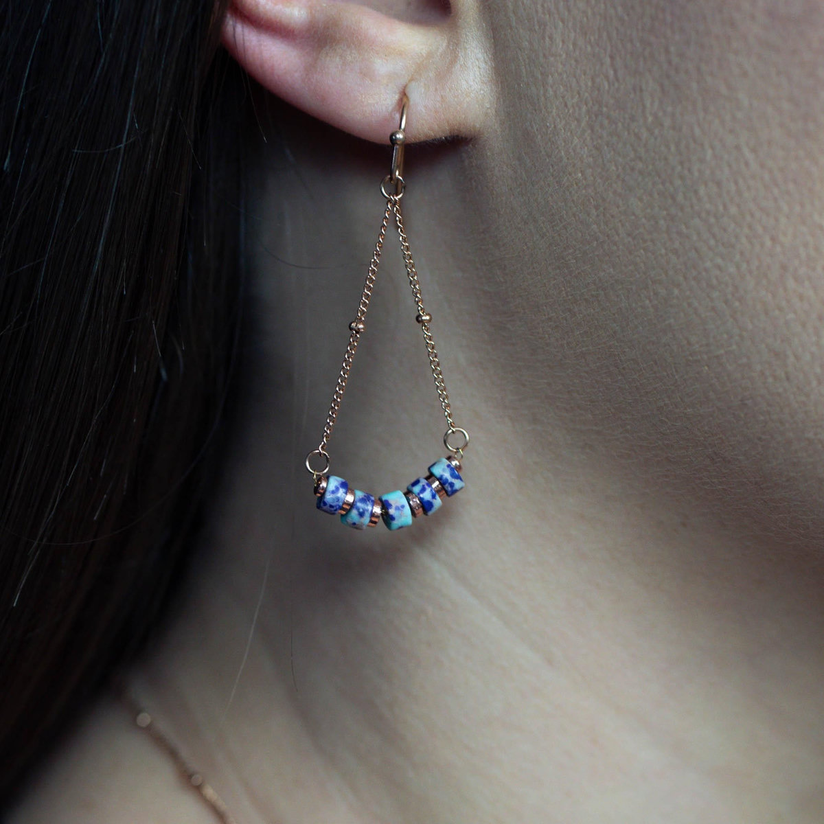 SLOYA Boucles d'oreilles Piana en pierres Jaspe