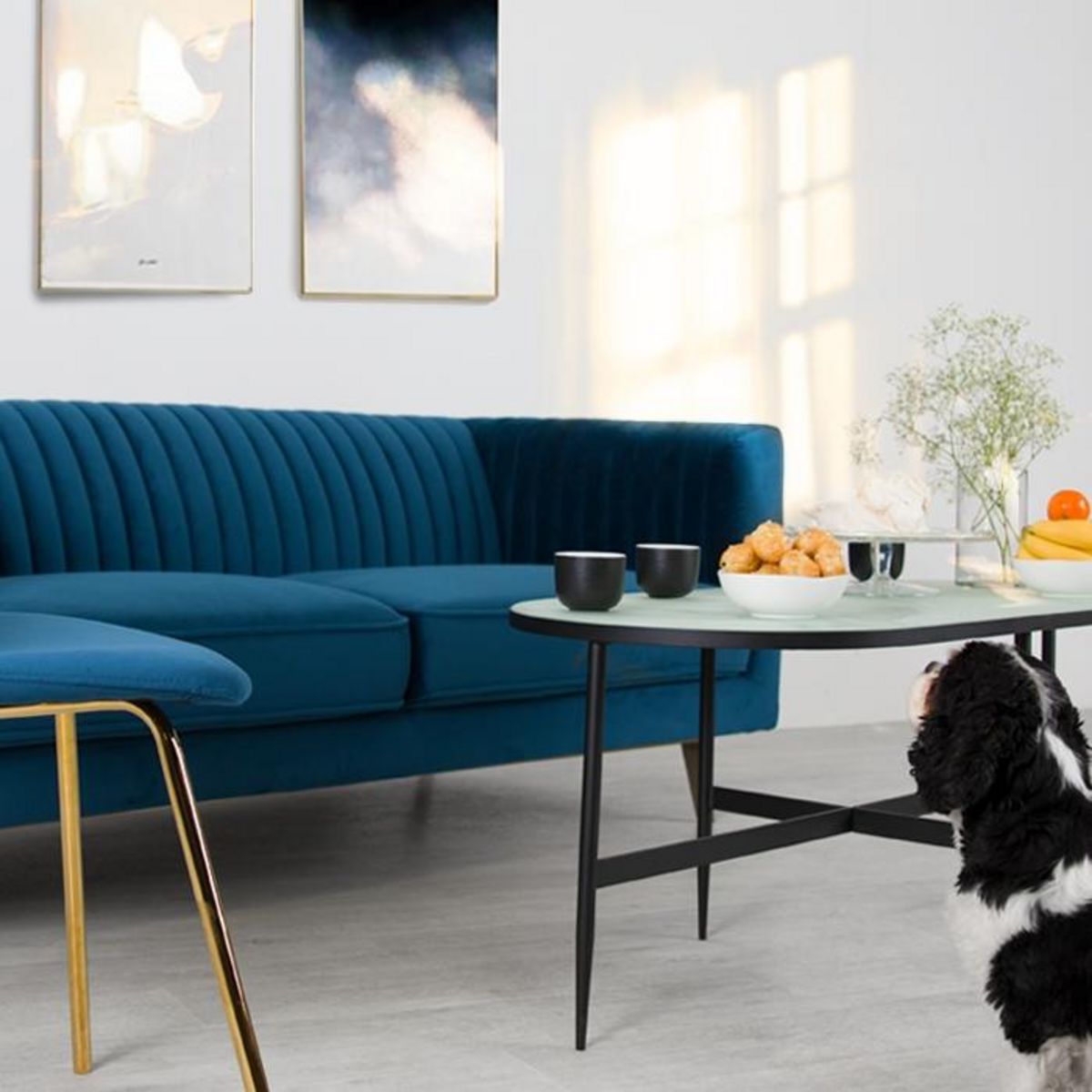 Rendez vous déco Canapé 3 places en velours vert foncé - Gatsby