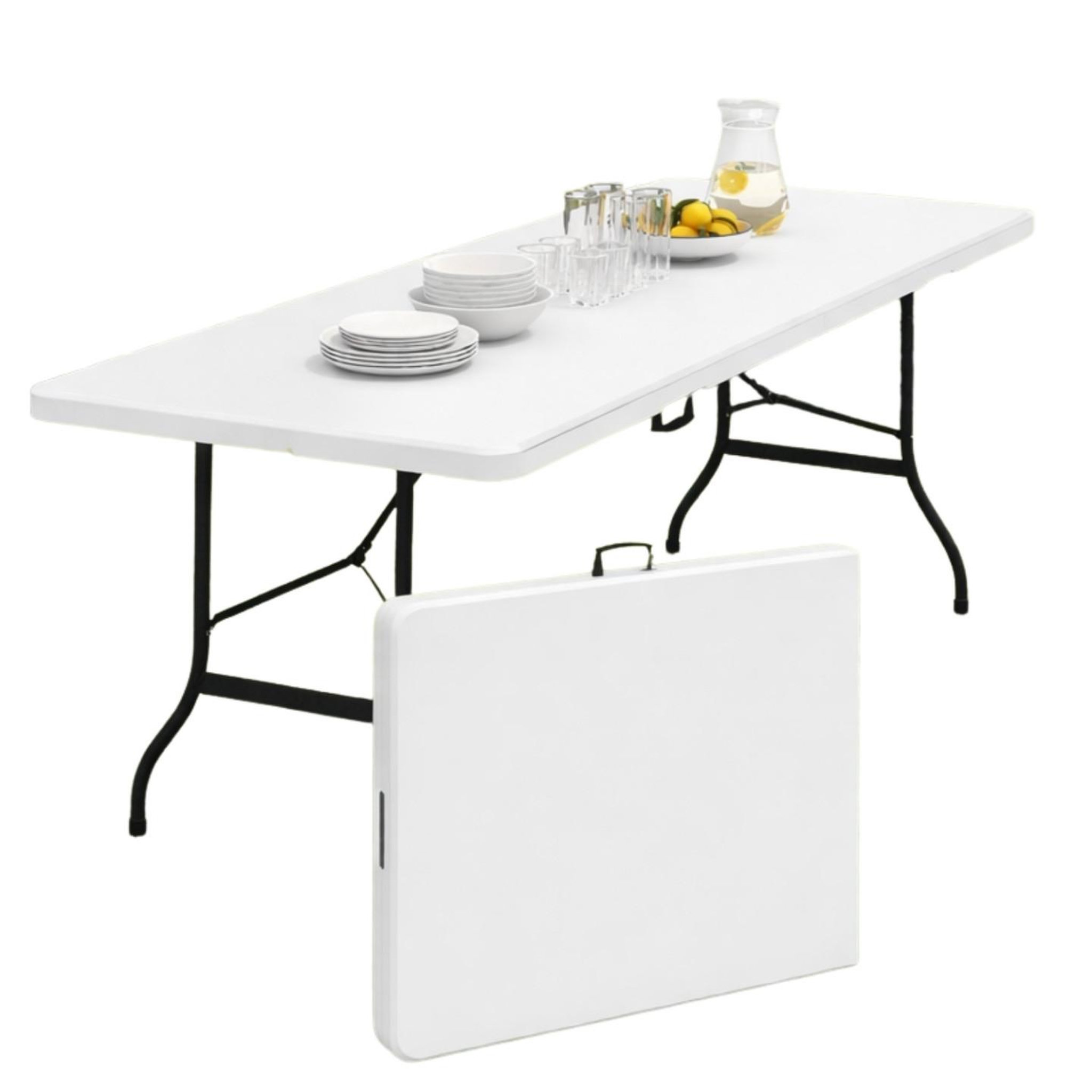 ID MARKET Table pliante d'appoint portable 180 CM pour camping ou réception