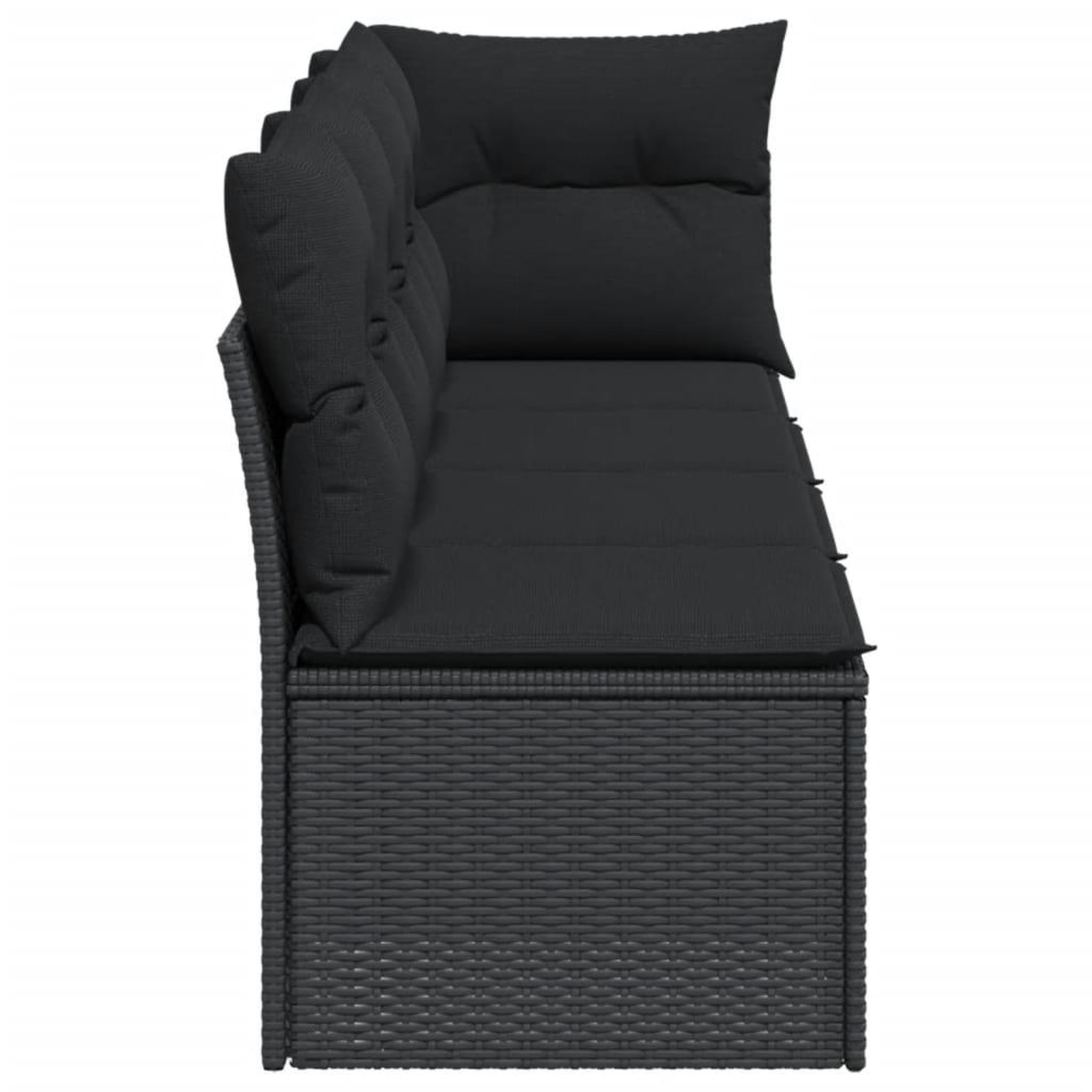 Voir la diapositive 5 : VIDAXL Canape de jardin avec coussins 4 places noir resine tressee