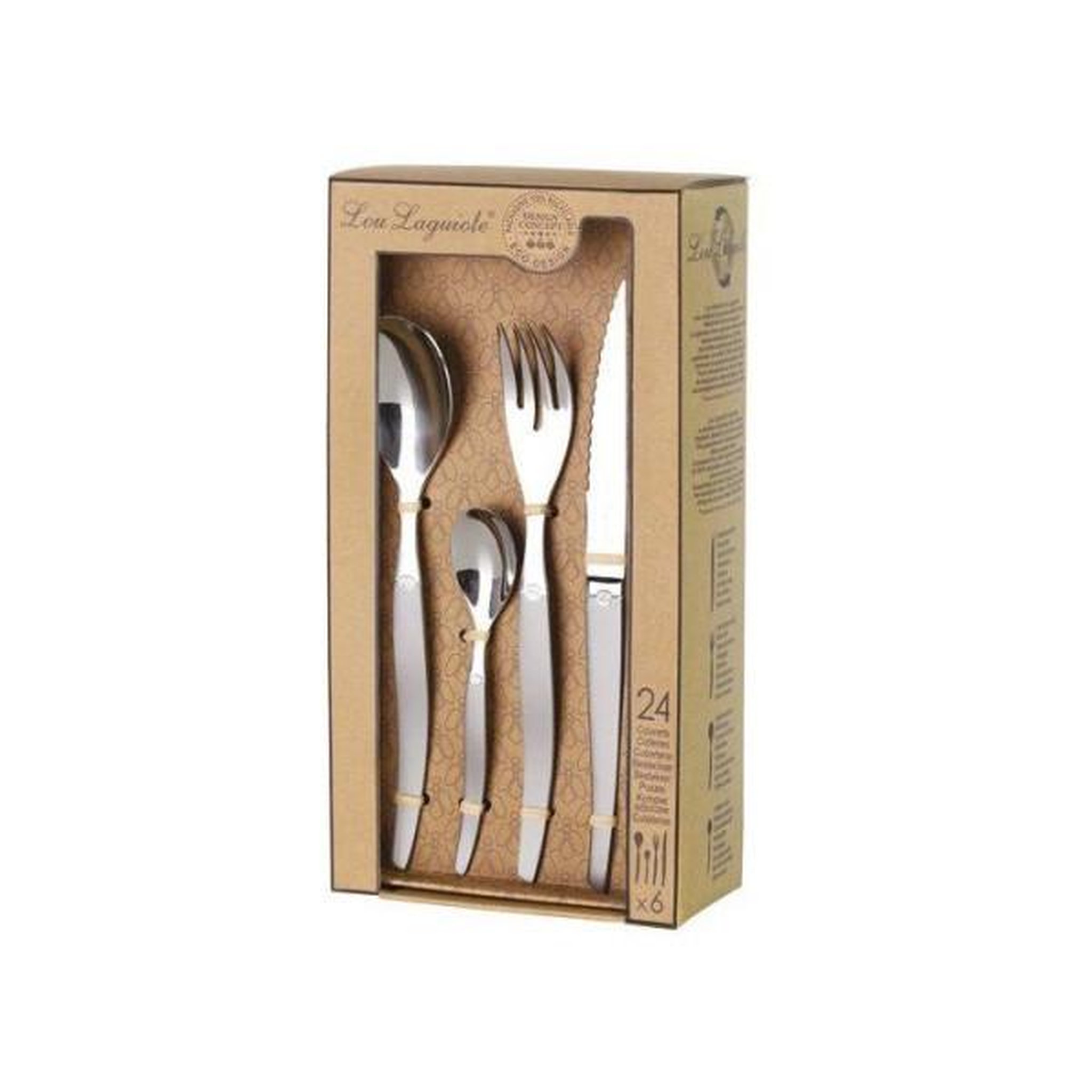 Voir la diapositive 2 : LOU LAGUIOLE AMEFA Coffret de 24 couverts Gamme Jet - Argent